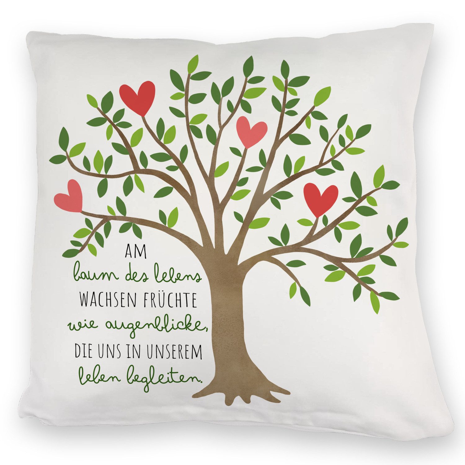 speecheese Dekokissen Lebensbaum Kuschelkissen mit Spruch Am Baum des Lebens wachsen