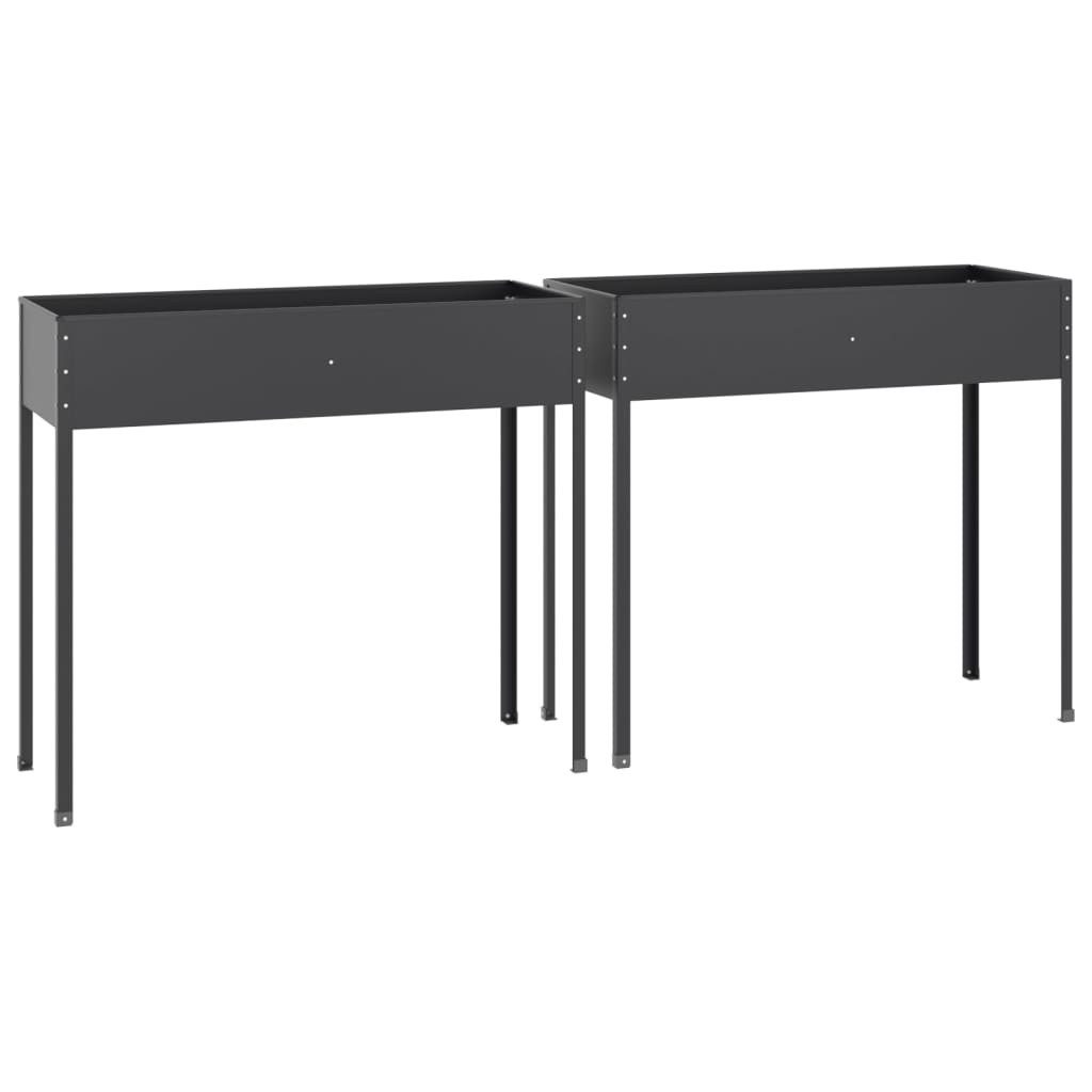 vidaXL Blumentopf Pflanzkübel 2 Stk. Anthrazit Verzinkter Stahl (2 St)