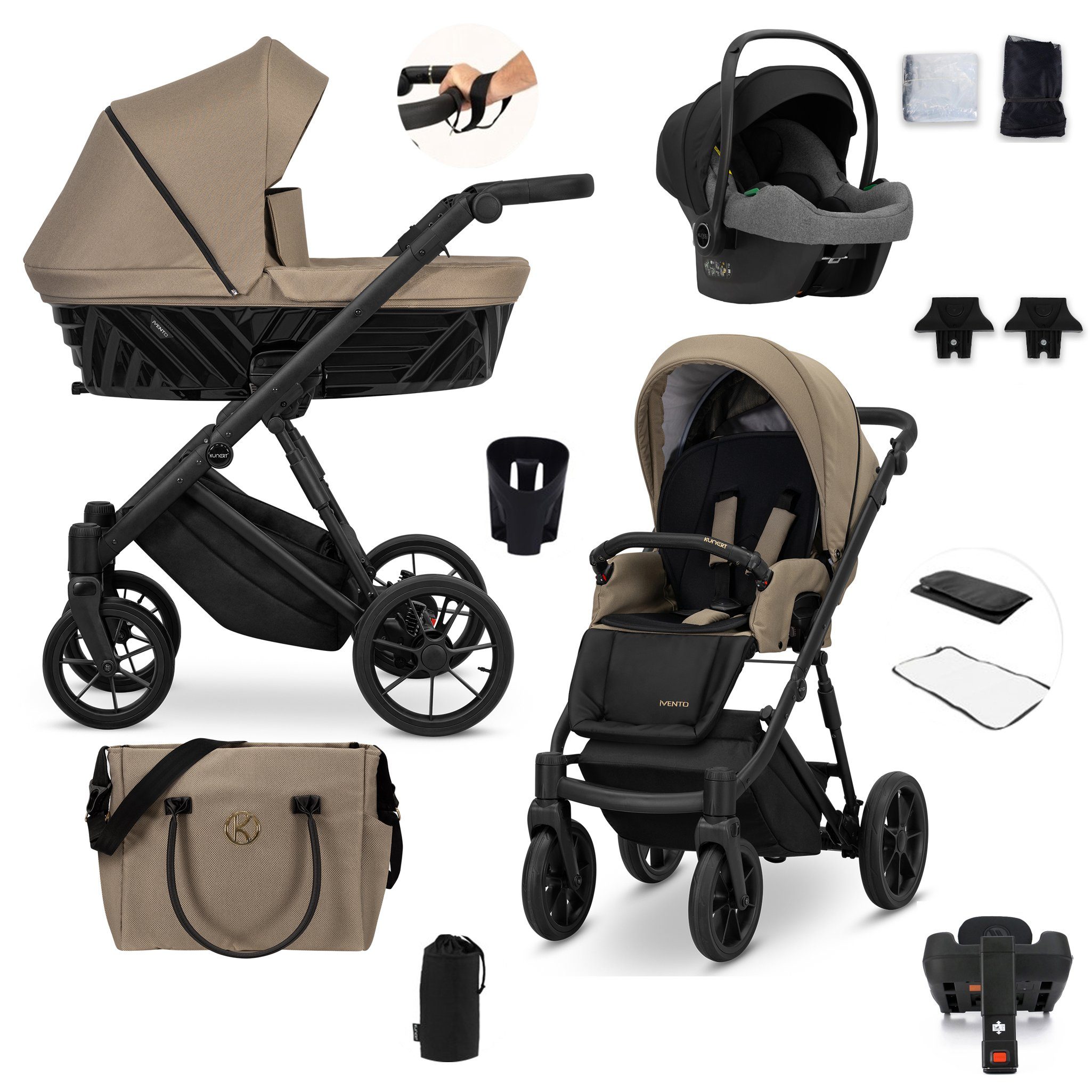 Thumbnail - babies-on-wheels Kombi-Kinderwagen Invento 5 in 1 inkl. Sportsitz, Autositz und Iso Base in 9 Farben