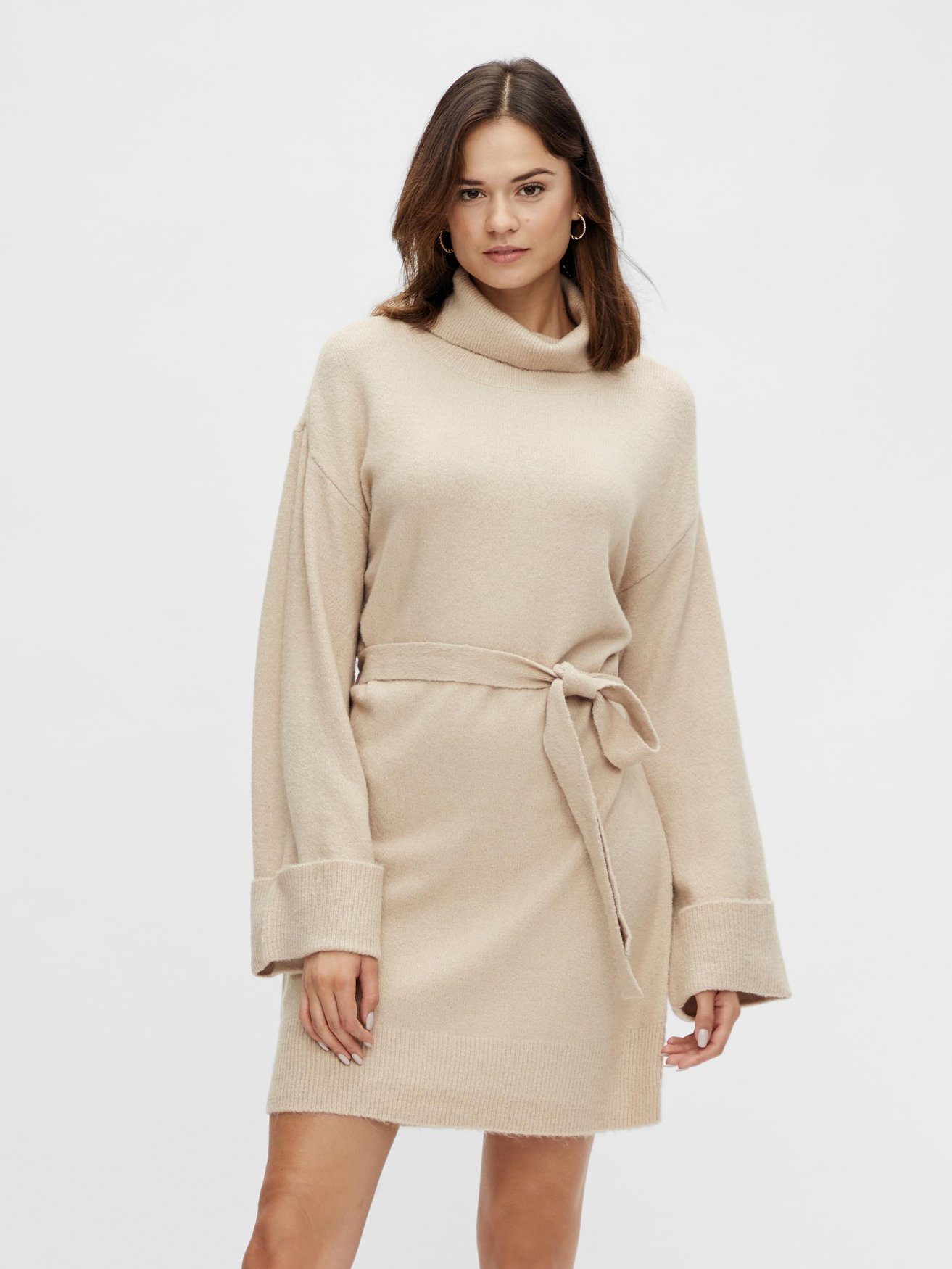 Vila Strickkleid Strick mit Rollkragen & Bindegürtel VIROLFIE (kurz) VIROLFIE L/S TIE BELT KNIT DRESS - NOOS