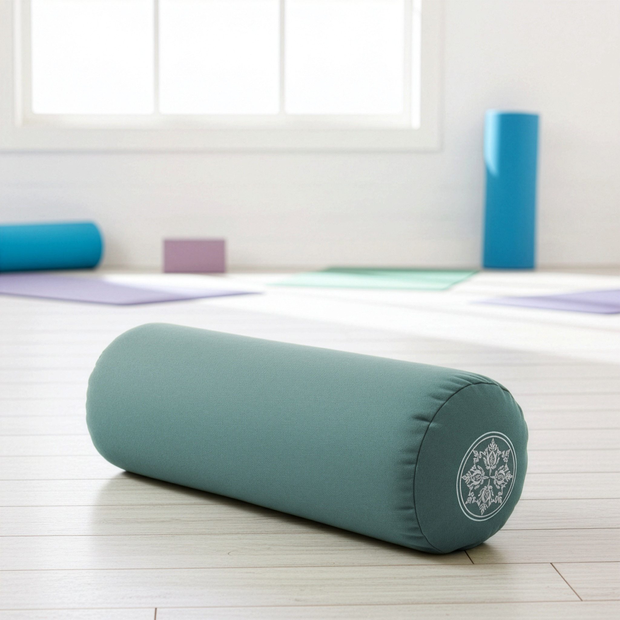Yogishop Yogakissen Yoga-Bolster rund - vintage - organic cotton, Bolster aus Bio-Baumwolle, ideal für Yin & Restorative Yoga