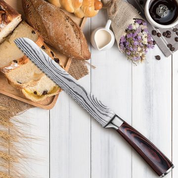 KEENZO Brotmesser 20cm Brotmesser mit Wellenschliff aus hochwertigem Edelstahl