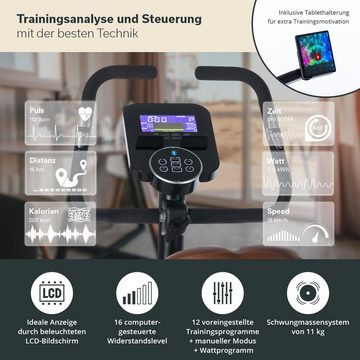 Skandika Ergometer Hometrainer Vinneren mit Matte, Fitness Fahrrad mit Magnetbremssystem, 11kg Schwungmasse