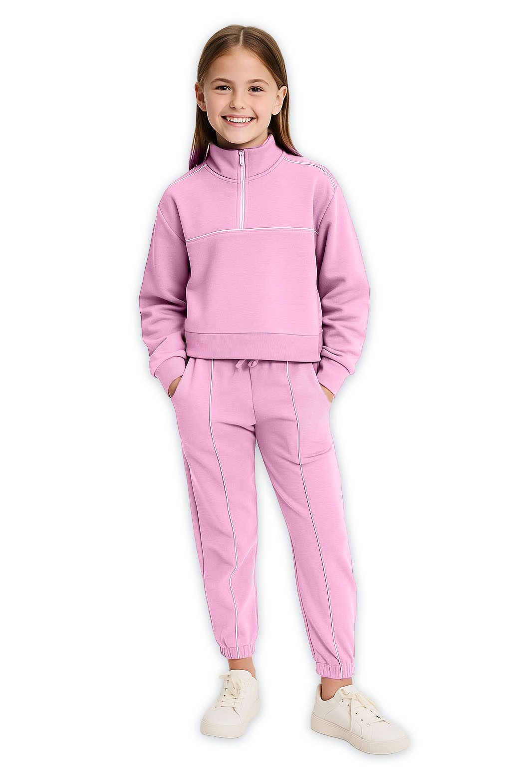 THREE OAKS Kapuzensweatshirt Mädchen Sweatshirt mit Reißverschluss – Scuba Pullover