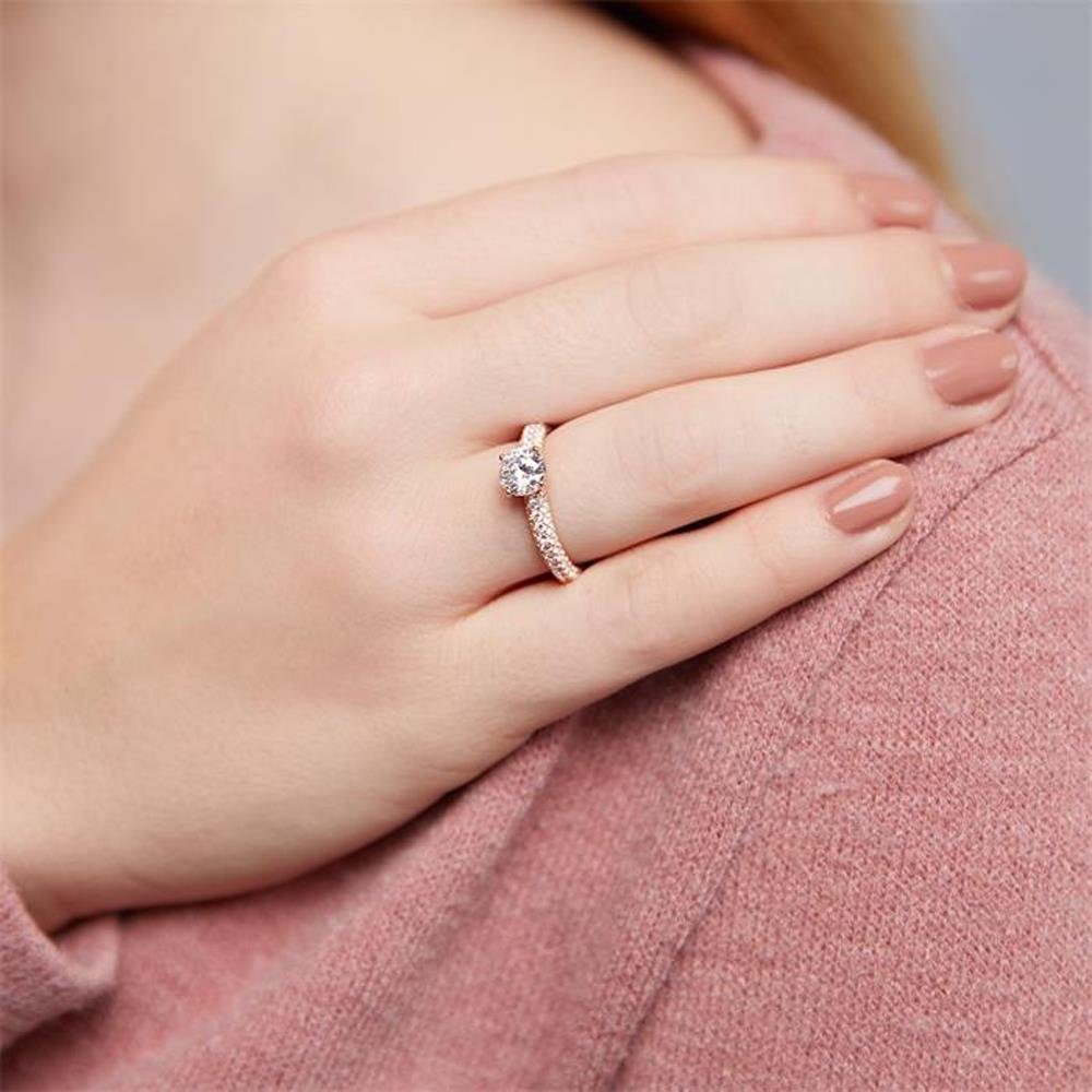 JEWLIX Verlobungsring Rosé vergoldet mit Zirkonia im Solitär Pavé Design VR0126-R
