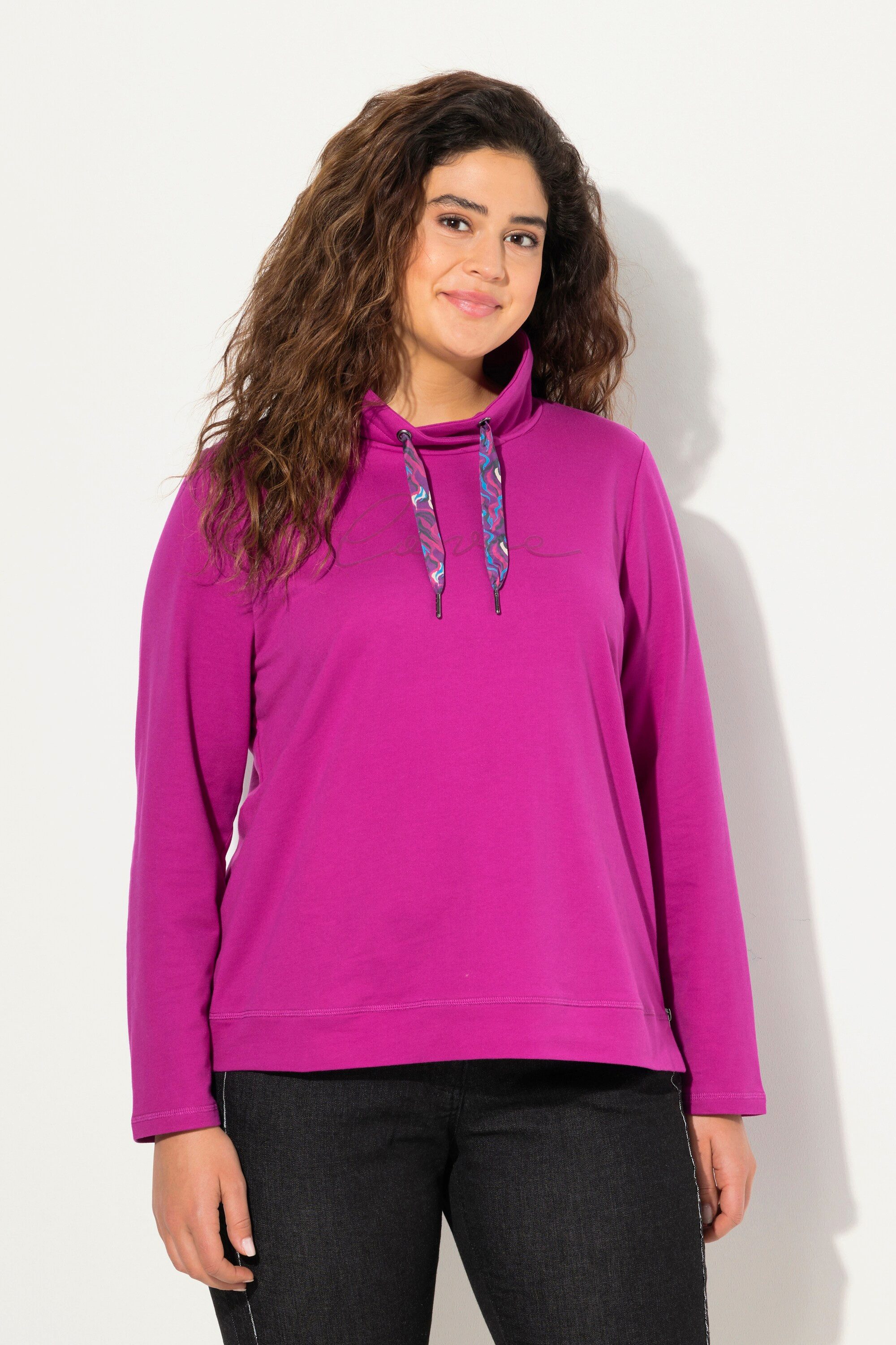 Ulla Popken Sweatshirt Sweatshirt Stehkragen Saum-Zipper günstig online kaufen