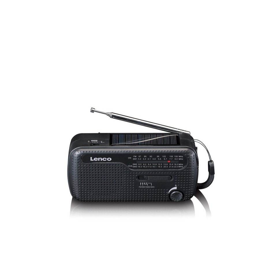 Lenco MCR-112BK CD-Radiorecorder (FM, Notfall-Kurbelradio, Taschenlampe &  Powerbank, Schwarz, tragba), Wiederaufladbarer akku