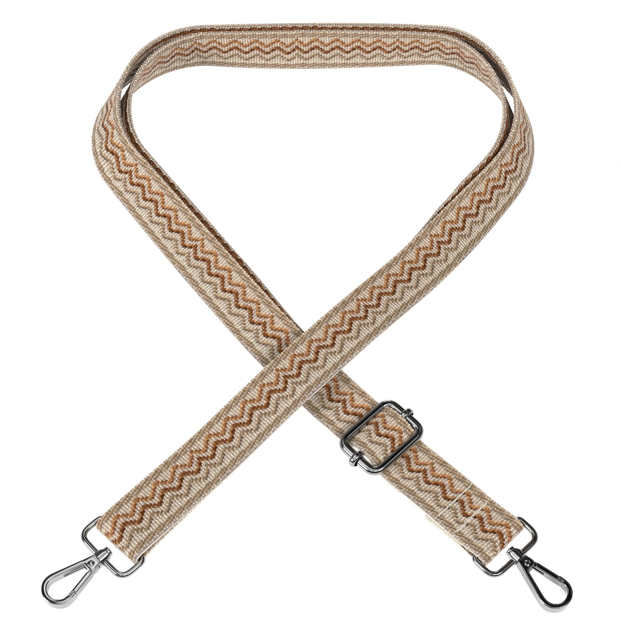 EAZY CASE Schulterriemen Ersatz Taschenriemen Boho Style Buntes Taschenband Universal Wave Style Festival Accessoire Beige