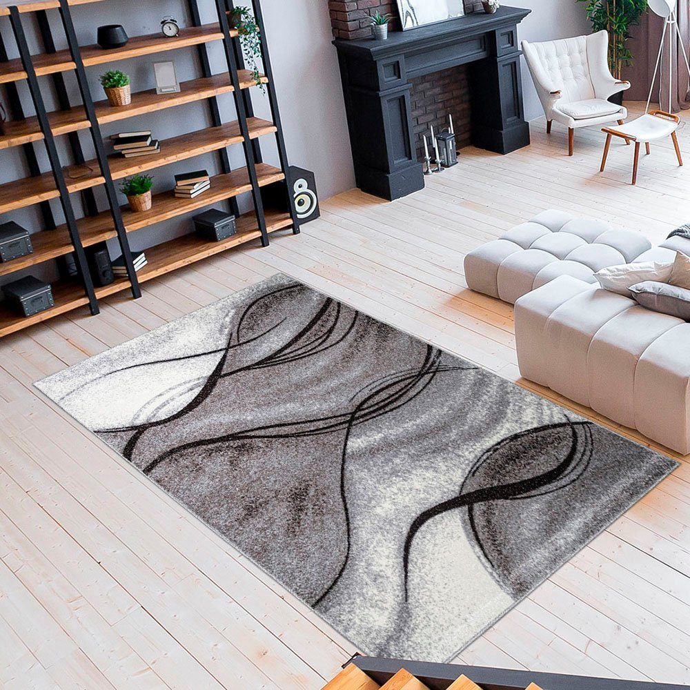 OTTO home Teppich Tritom, rechteckig, Höhe: 9 mm, mit besonders weichem Flor, Kurzflor, modernes Wellen Muster