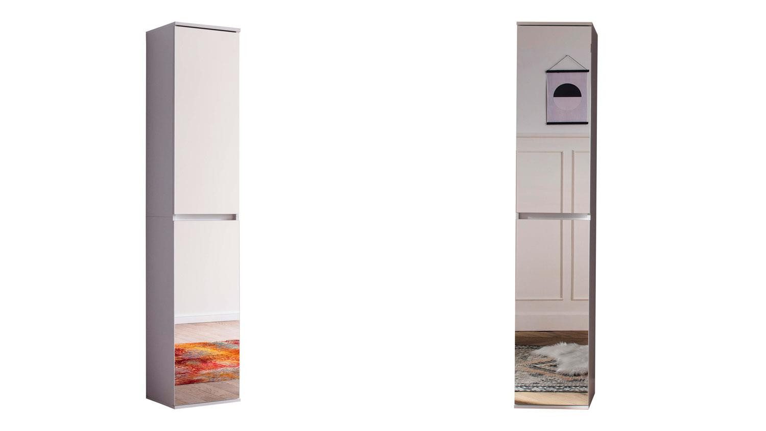 trendteam Garderobenschrank Garderobenschrank Mirror weiß Spiegel Schuhschrank 2-trg