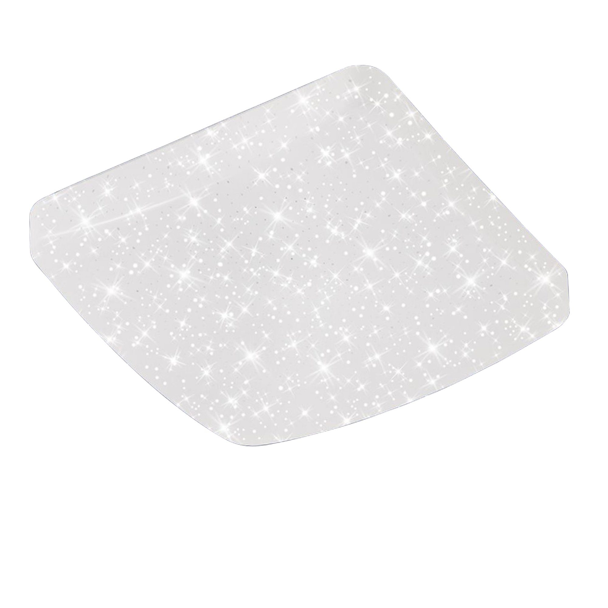 Briloner Leuchten LED-Sternenhimmel 3387-016, Sternenhimmel, LED fest verbaut, Neutralweiß, Deckenlampe, 37x37x10cm, Weiß, 18W, Wohnzimmer, Schlafzimmer, Küche