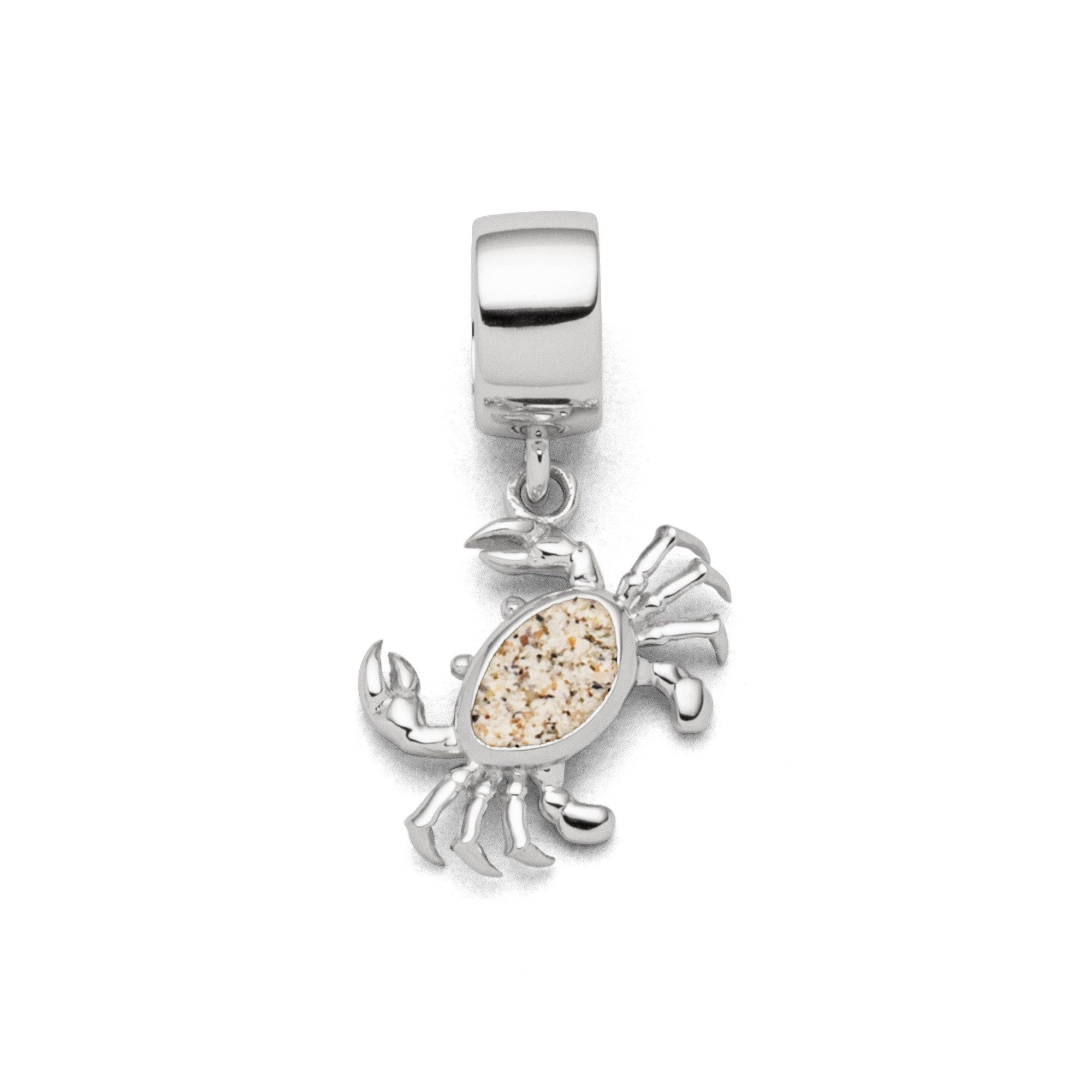 Bead Charm F314 – Bead-Anhänger „Krabbe“ mit Strandsand, 925er Silber