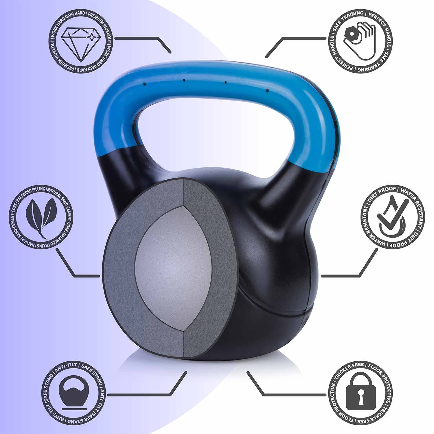 Body & Mind Kettlebell Body & Mind Kettlebell 2–20 kg – Profi Kettlebell mit Kunststoffmantel, (Profi Schwunghantel), Kraftraining Workout Gewicht (6 kg)