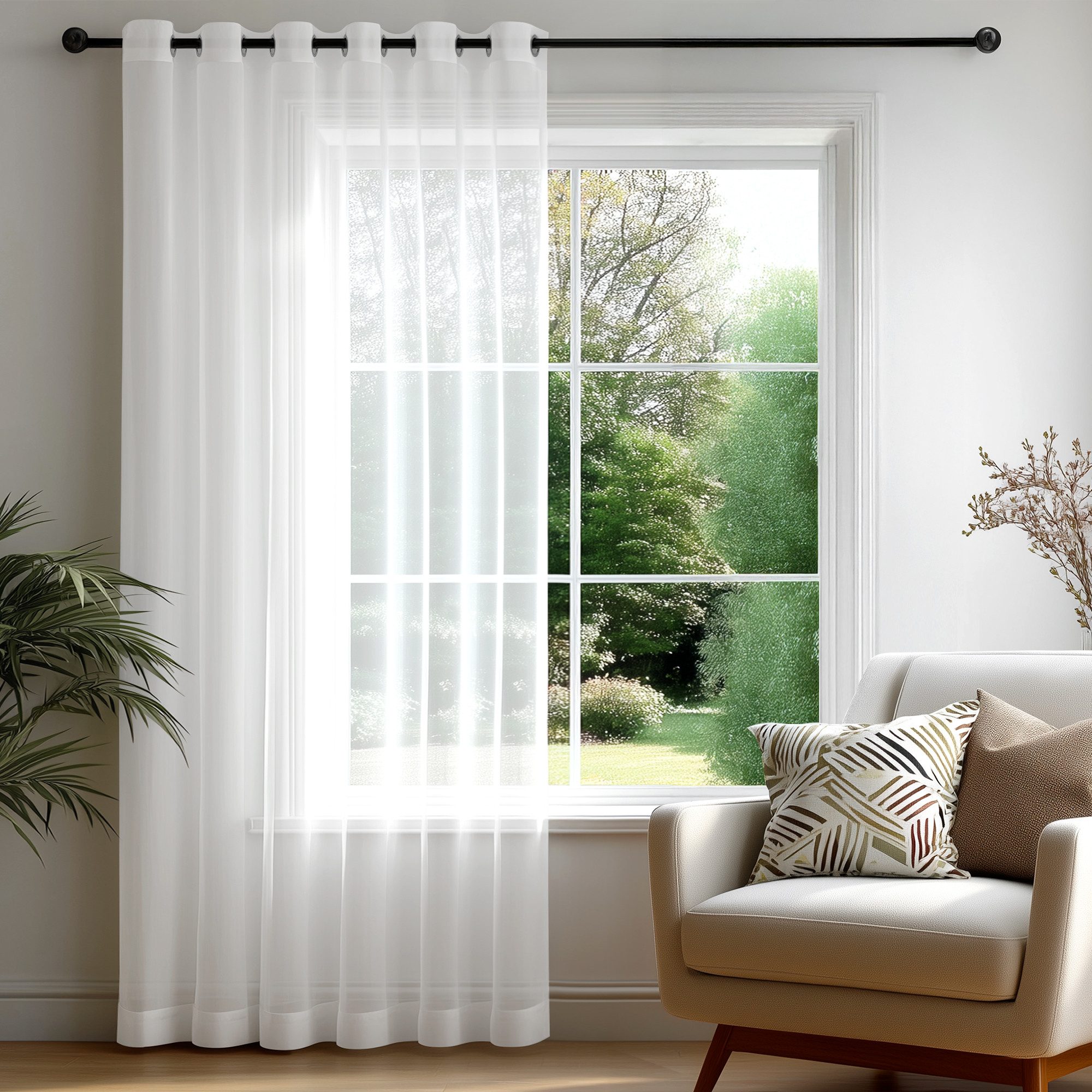 Deconovo Vorhang Transparent mit Ösen Stores Gardinen Wohnzimmer 1 Stück, Luftig Modern Store Dekoschals Schlafzimmer einfarbig pflegeleicht