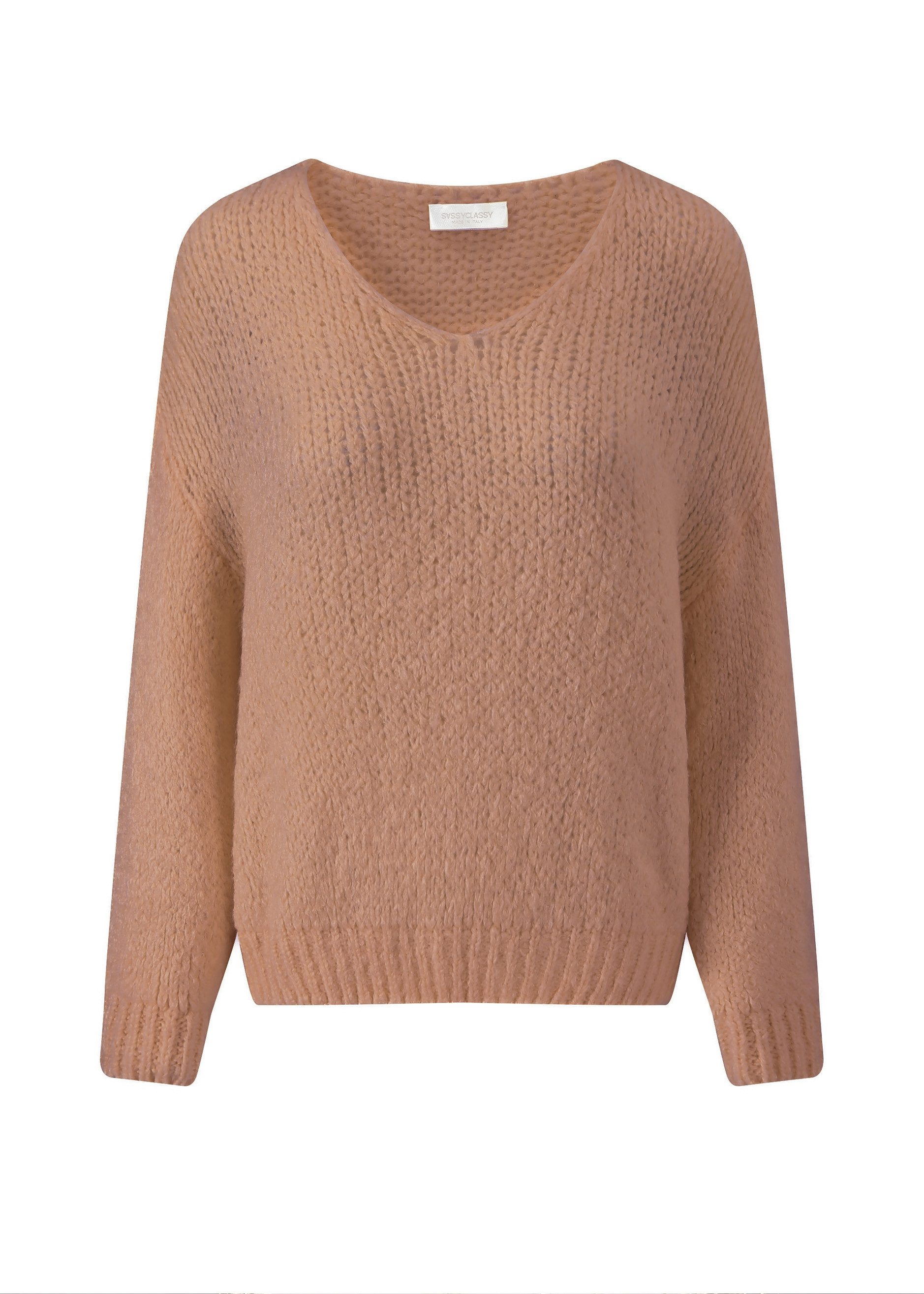 SASSYCLASSY Strickpullover Oversize Pullover mit V-Ausschnitt günstig online kaufen