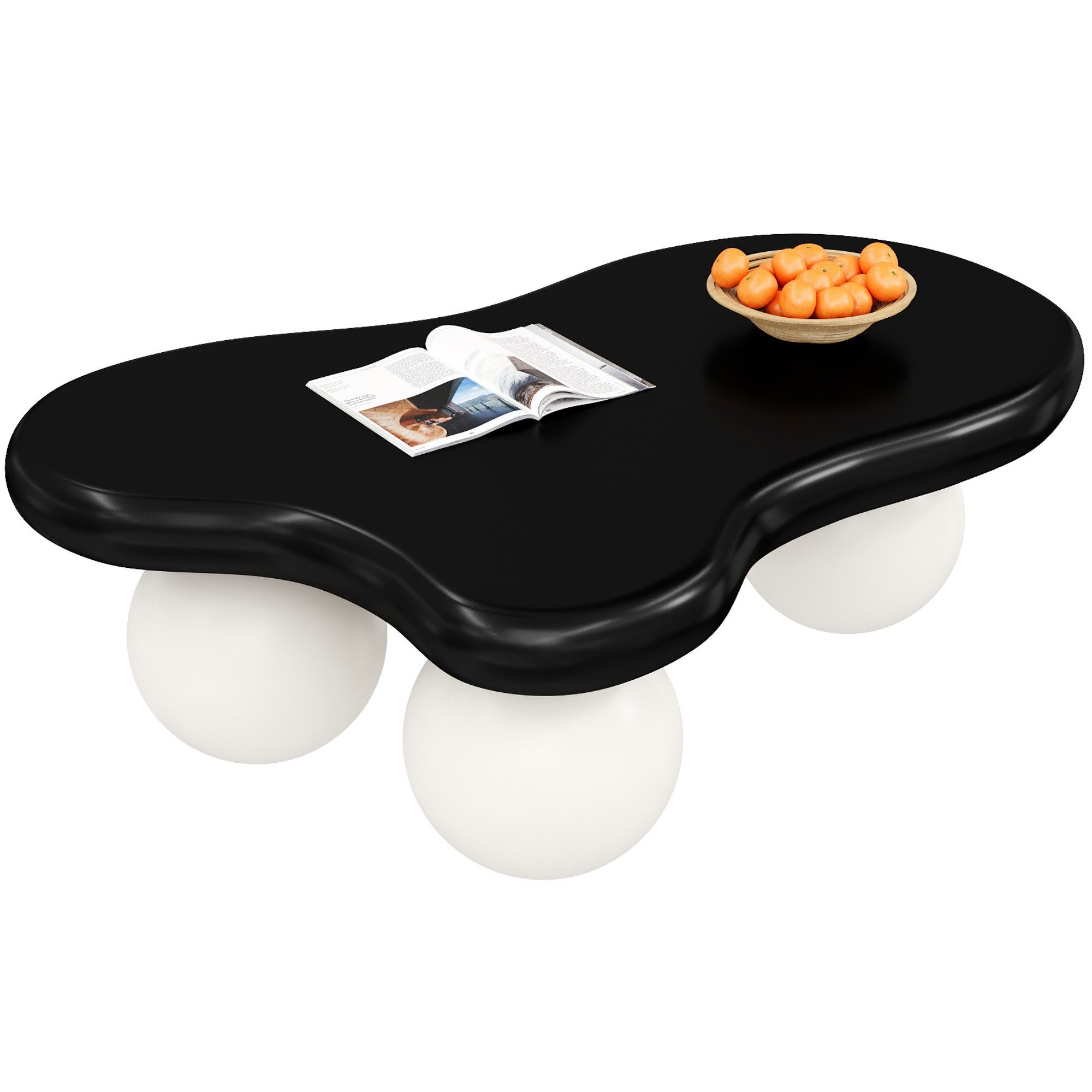 OKWISH Couchtisch Wolkenform+Rundbein-Design (Satztisch, Wohnzimmertisch, Beistelltisch, 1-St., für modernes Wohnbereiche), mit LED-Beleuchtung – 16 Farben wählbar