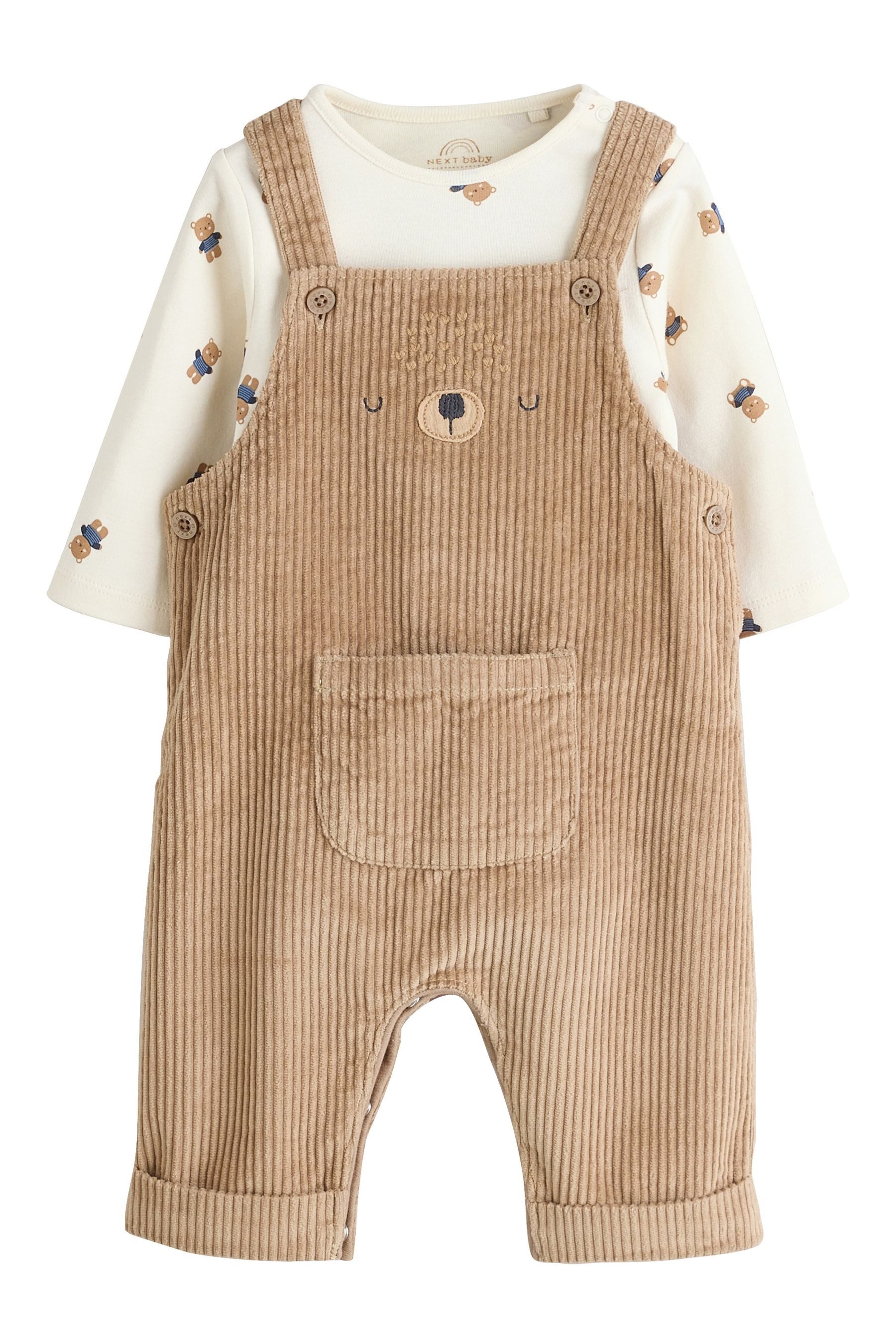 Body & Hose Baby Latzhose aus Cord und Bodysuit im Set