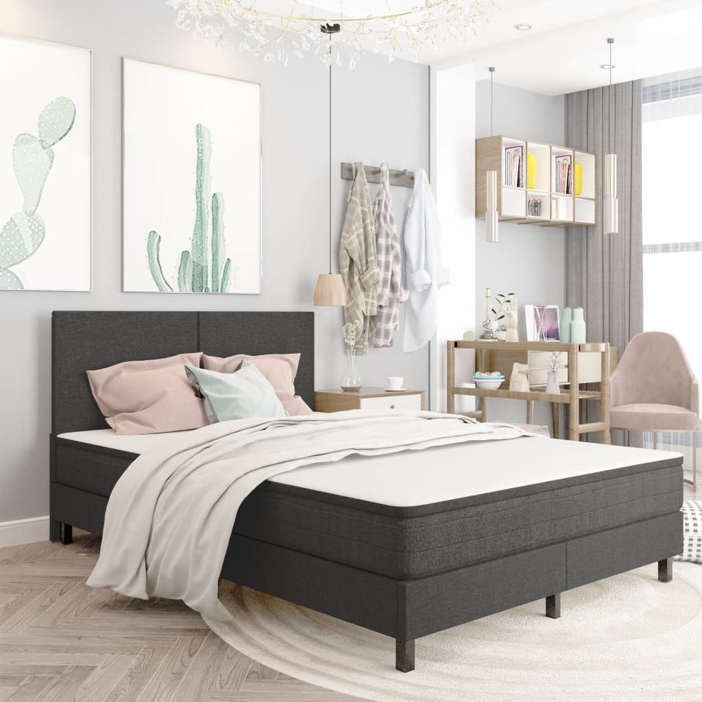 vidaXL Boxspringbett, Boxspringbett Dunkelgrau Stoff 160x200 cm günstig online kaufen