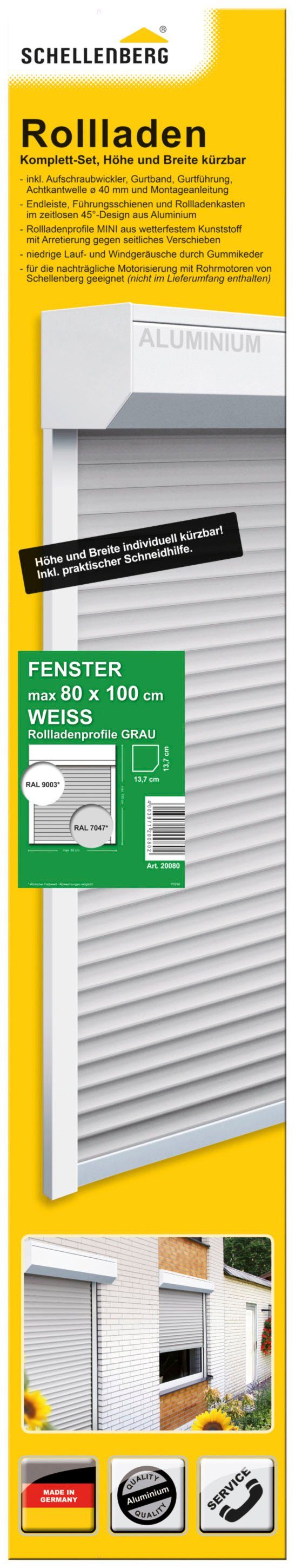 SCHELLENBERG Vorbaurollladen Set für Fenster und Türen, Mini System für 40 mm Stahlrohrwellen, Set, PVC Jalousie, in verschiedenen Größen erhältlich, grau