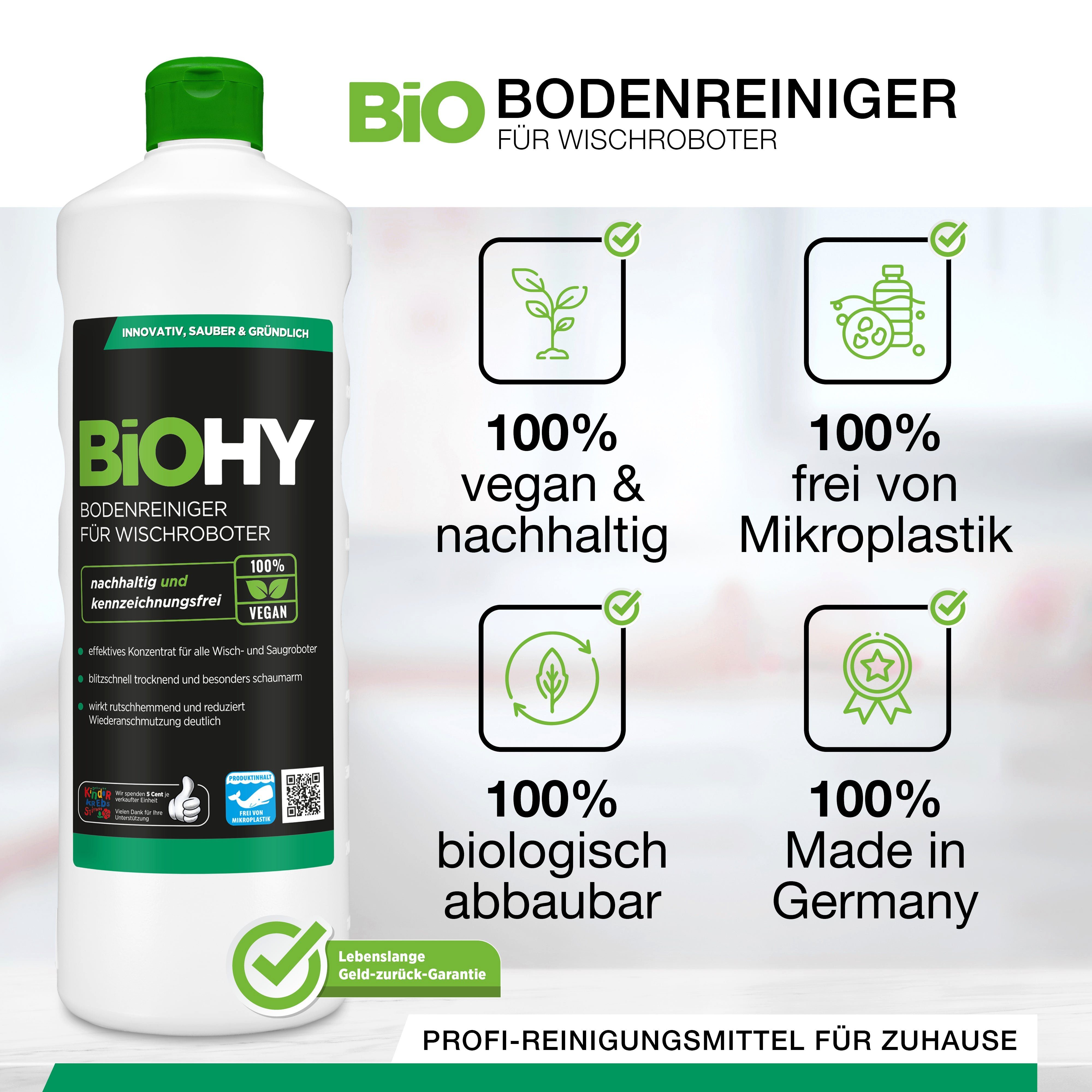 BiOHY Bodenreiniger für Wischroboter 1 x 1 Liter Flasche + Dosierer Fussbodenreiniger (1-St)