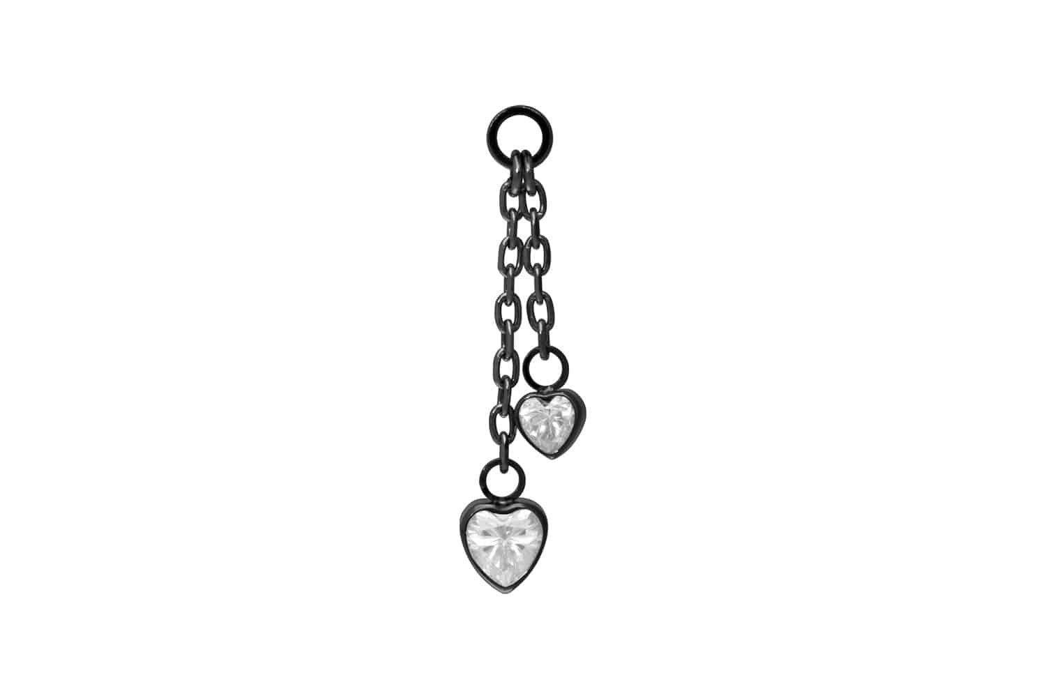 Piercing-Set Titan Anhänger für Clicker 2 KRISTALLHERZEN