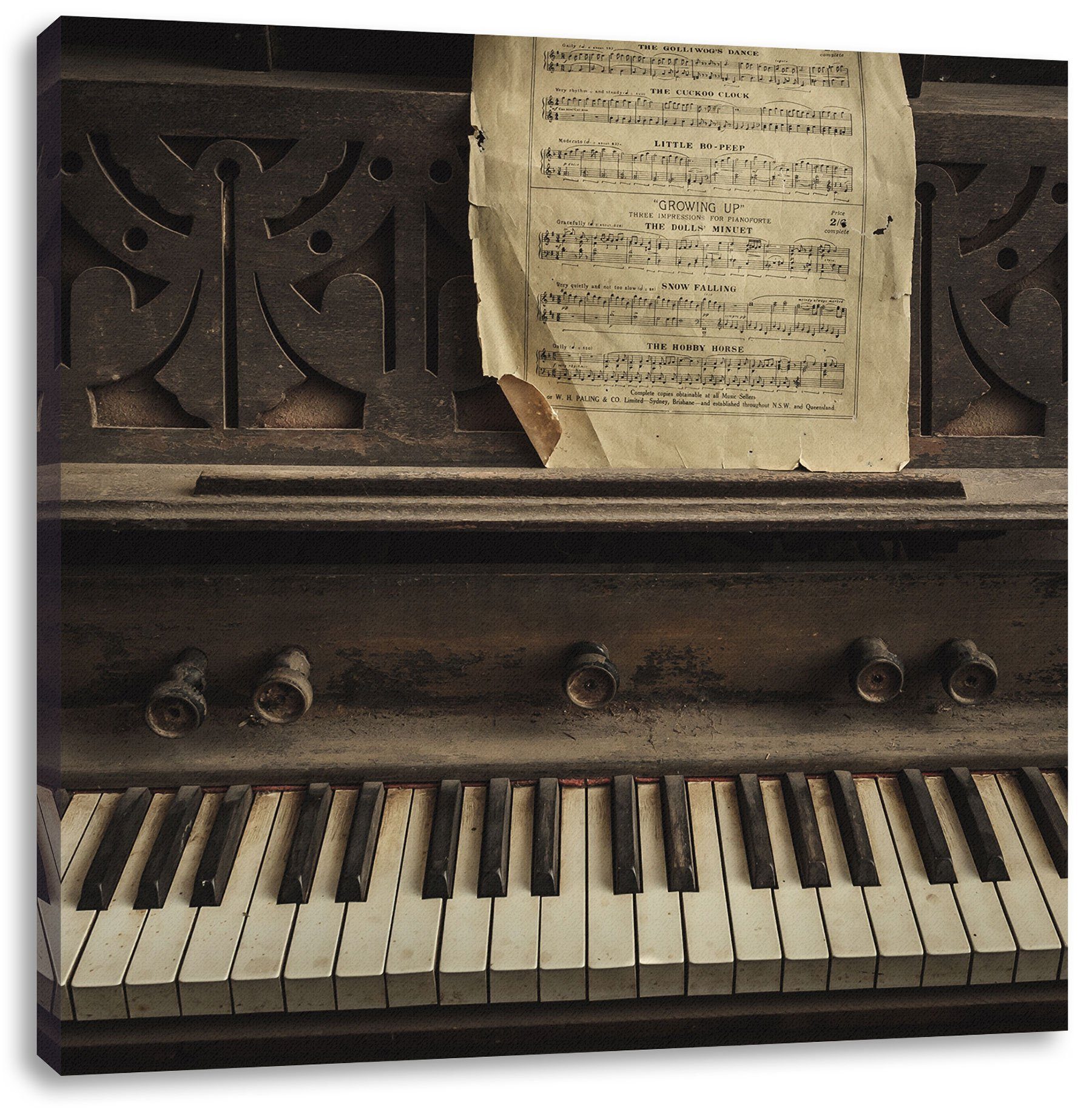 Leinwandbild Klavier mit Notenblatt