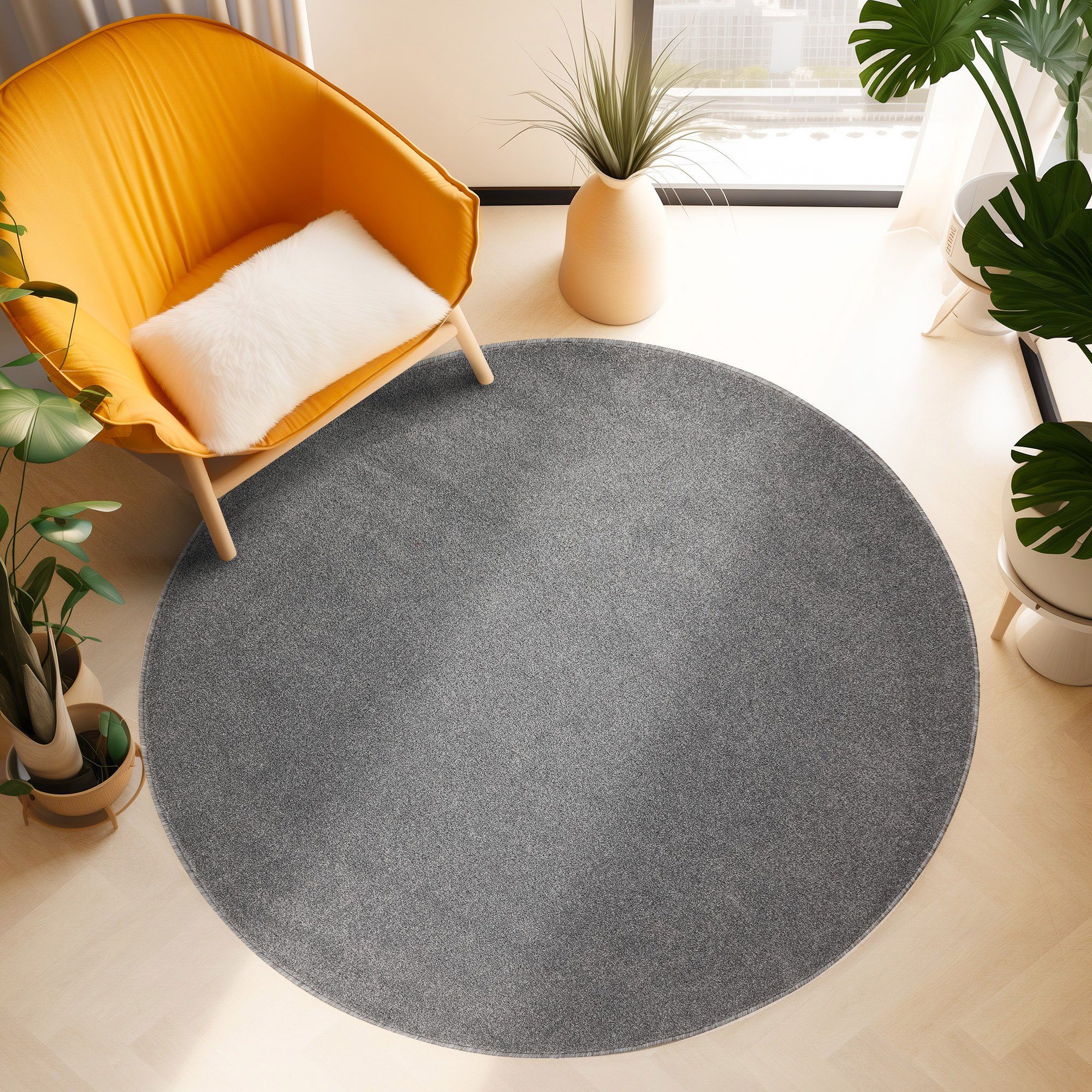 SIMPEX24 Teppich Unicolor - Einfarbig, Rund, Höhe: 11 mm, Einfarbig Kurzflo günstig online kaufen