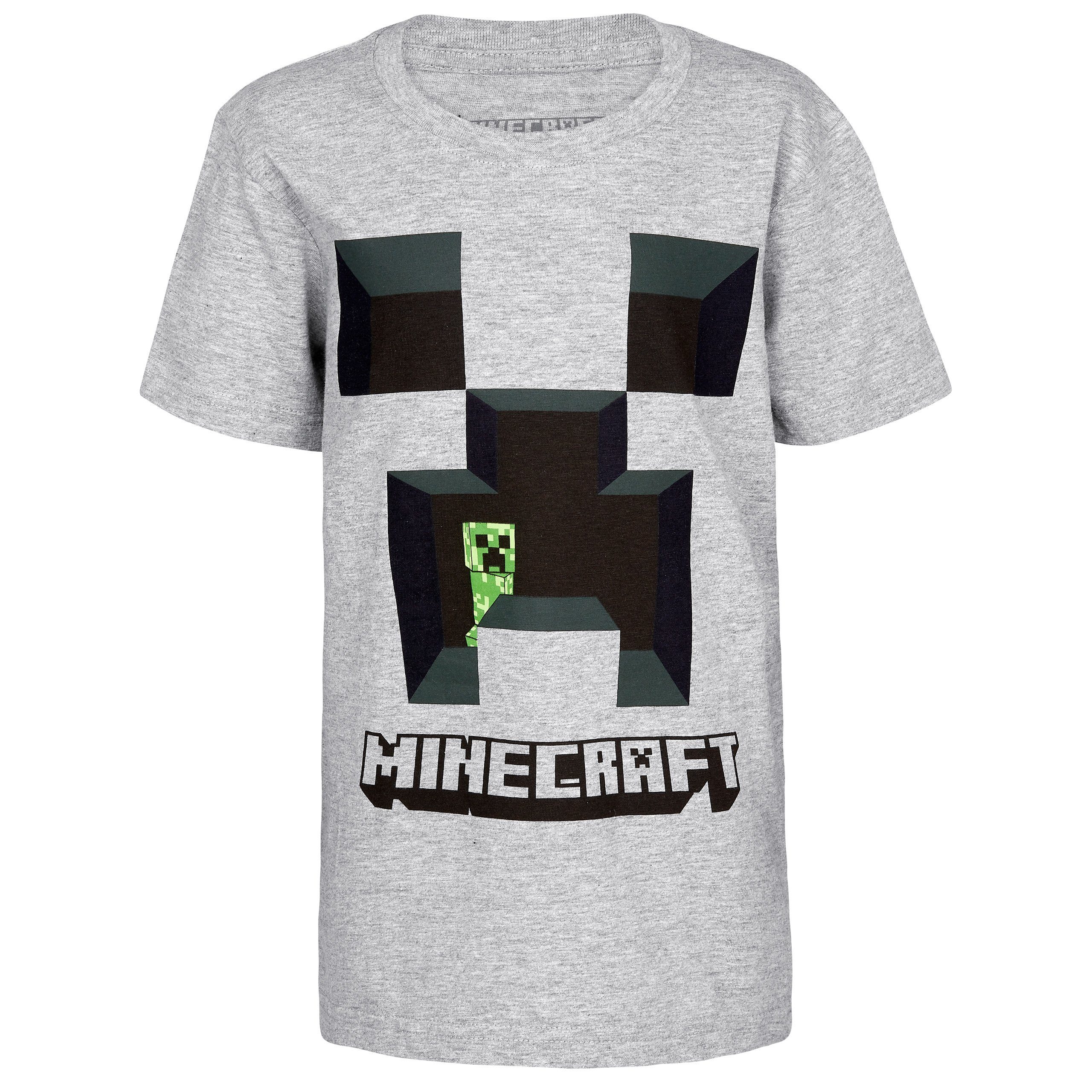 Minecraft Pyjama Minecraft Jungen kurz Creeper Pyjama (1) Schlafanzug Grau