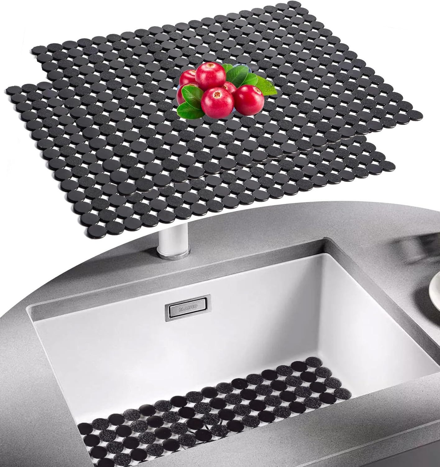 FELIXLEO Abtropfmatte 2er Set Spülbeckenmatte 30x40 cm PVC zuschneidbar Schutz.