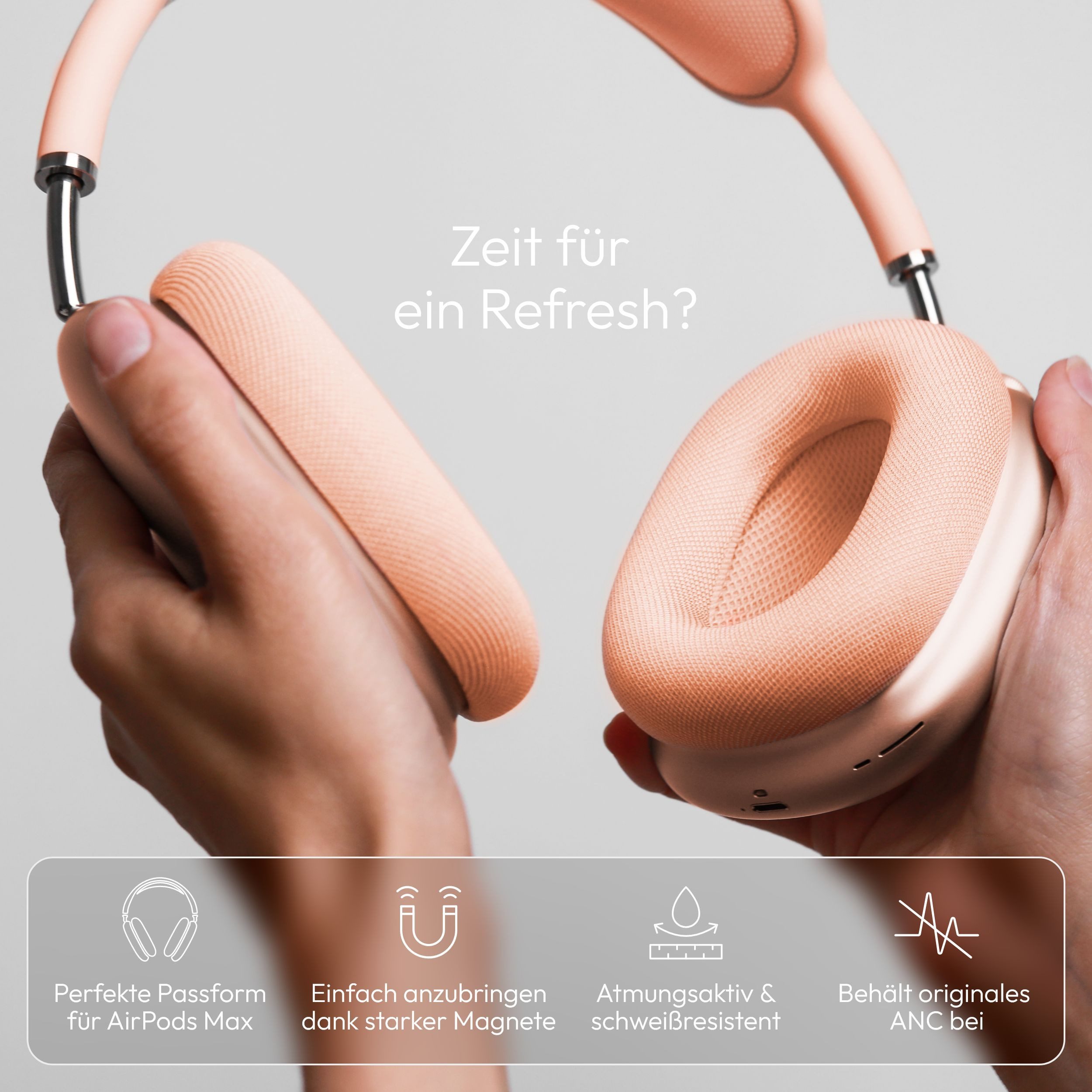 VONMÄHLEN Air Cushions Ohrpolster (Atmungsaktiv & schweißresistent, Perfekte Passform, Starke Magnete)