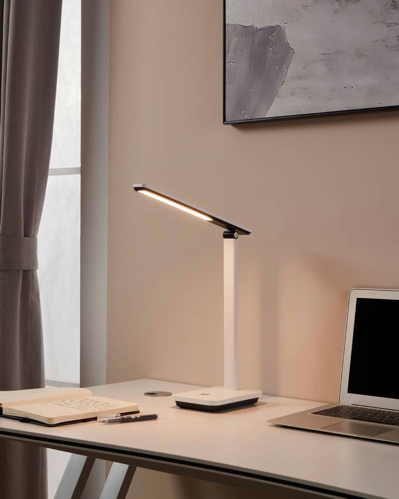 EGLO Tischleuchte INIESTA LED Tischlampe, Touchsensor, dimmbar, USB, Dimmer, Dimmfunktion, Ein-/Ausschalter, USB-Ladefunktion, mehrere Helligkeitsstufen, LED fest integriert, warmweiß - kaltweiß, Leselampe, Schreibtischlampe, 3-step CCT, Kopf verstellbar, 33x35x35cm