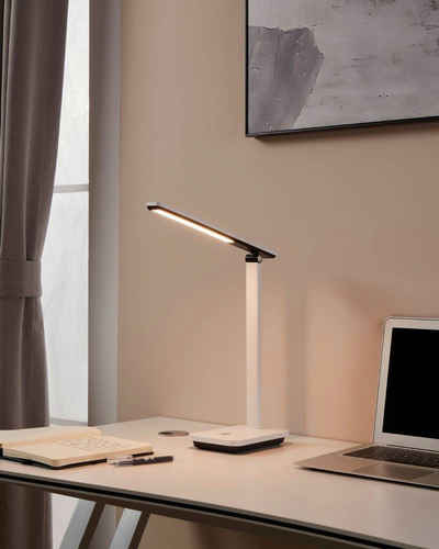 EGLO Tischleuchte INIESTA, USB-Anschluss mit Ladefunktion, LED fest integriert, warmweiß - kaltweiß, Nachttischlampe touch dimmbar, USB Ladefunktion, Weiß und Schwarz