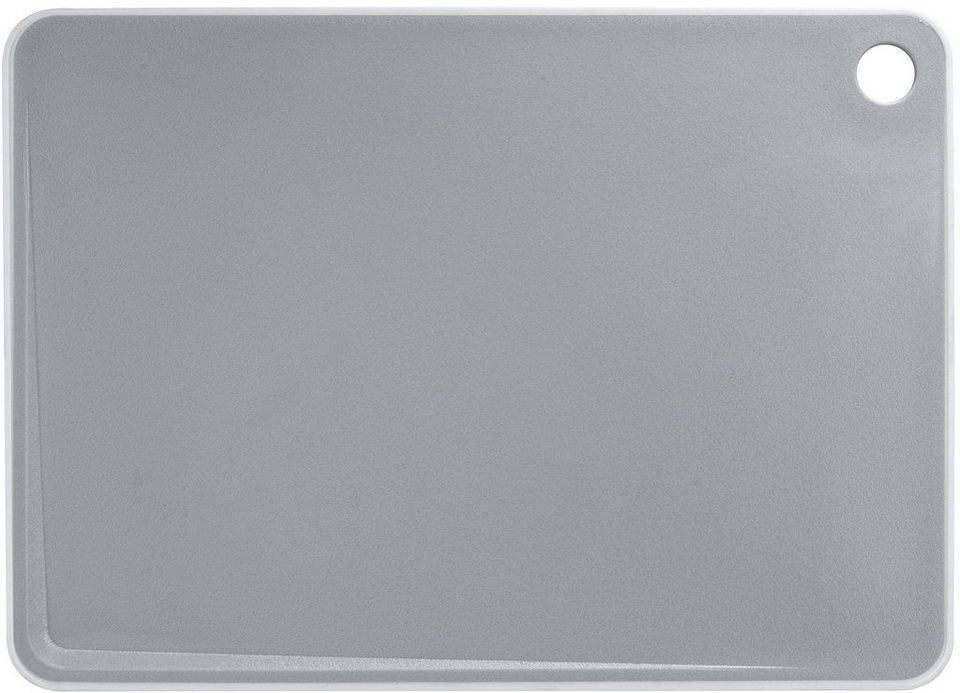 WENKO Schneidebrett Basic L, Kunststoff, Polypropylen, (1-St), (B x H x T):  36 x 0,9 x 26 cm, Aus stabilem Kunststoff (PP und TPE) in trendigem  Hellgrau mit weißer Umrandung