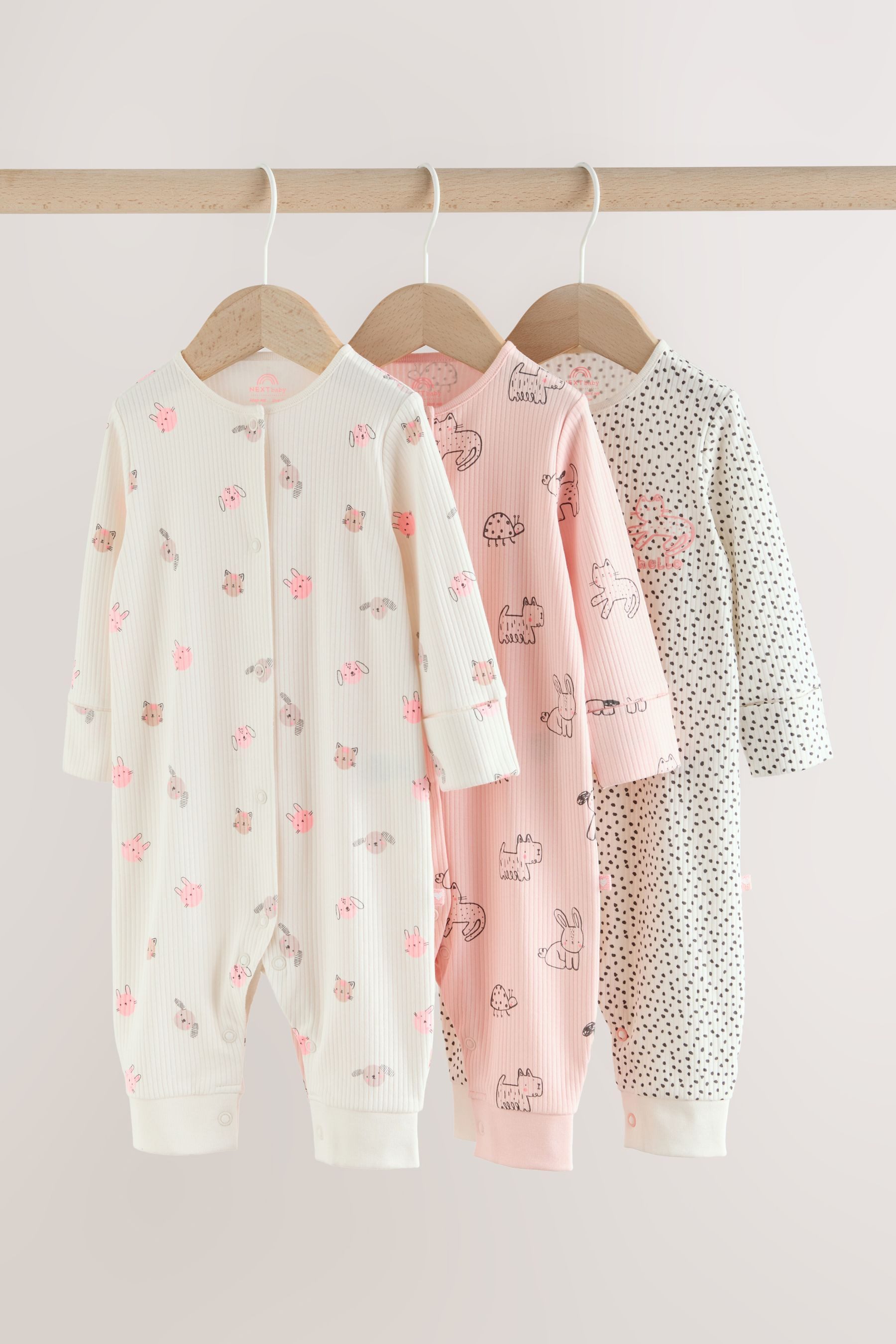Next Schlafoverall Baby-Schlafanzüge mit Zwei-Wege-RV, 3er-Pack (3-tlg)