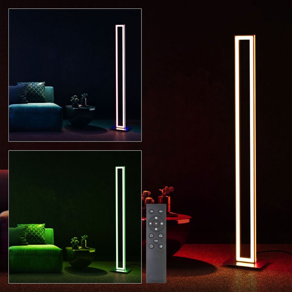 etc-shop LED Stehlampe, LED-Leuchtmittel fest verbaut, Warmweiß,  Neutralweiß, Stehlampe dimmbar Wohnzimmerleuchte mit Fernbedienung LED  Lichtsäule