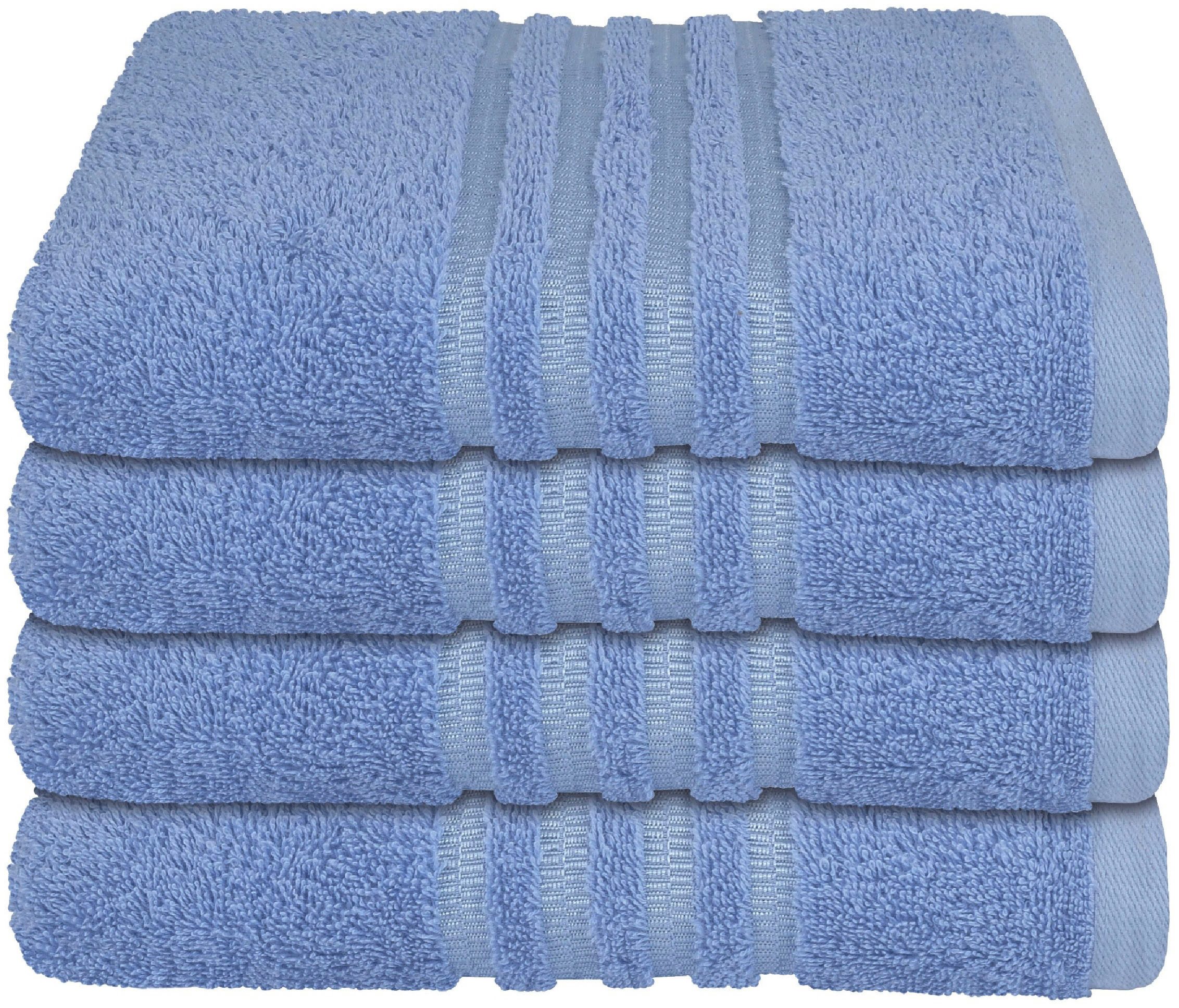 Schiesser Handtücher Milano aus 100% Baumwolle mit eleganter Bordüre in Hoch-Tief-Optik, Frottier (Set, 4-St), Made in Green