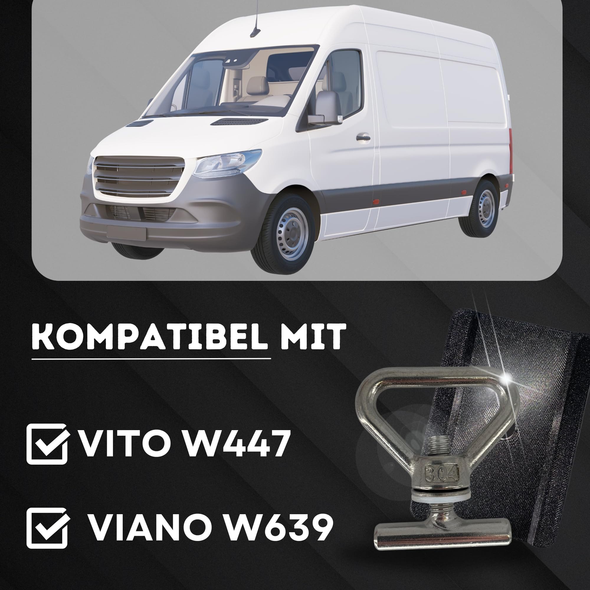 TronicXL Öse 4 Zurrösen Schienen Abdeckungen für Mercedes Benz Vito W447 Viano W639 (Ersatzteile Kofferraum, 4-St., Auto Sprinter Zubehör), Ladungssicherung Befestigung Zubehör Camping Ausbau