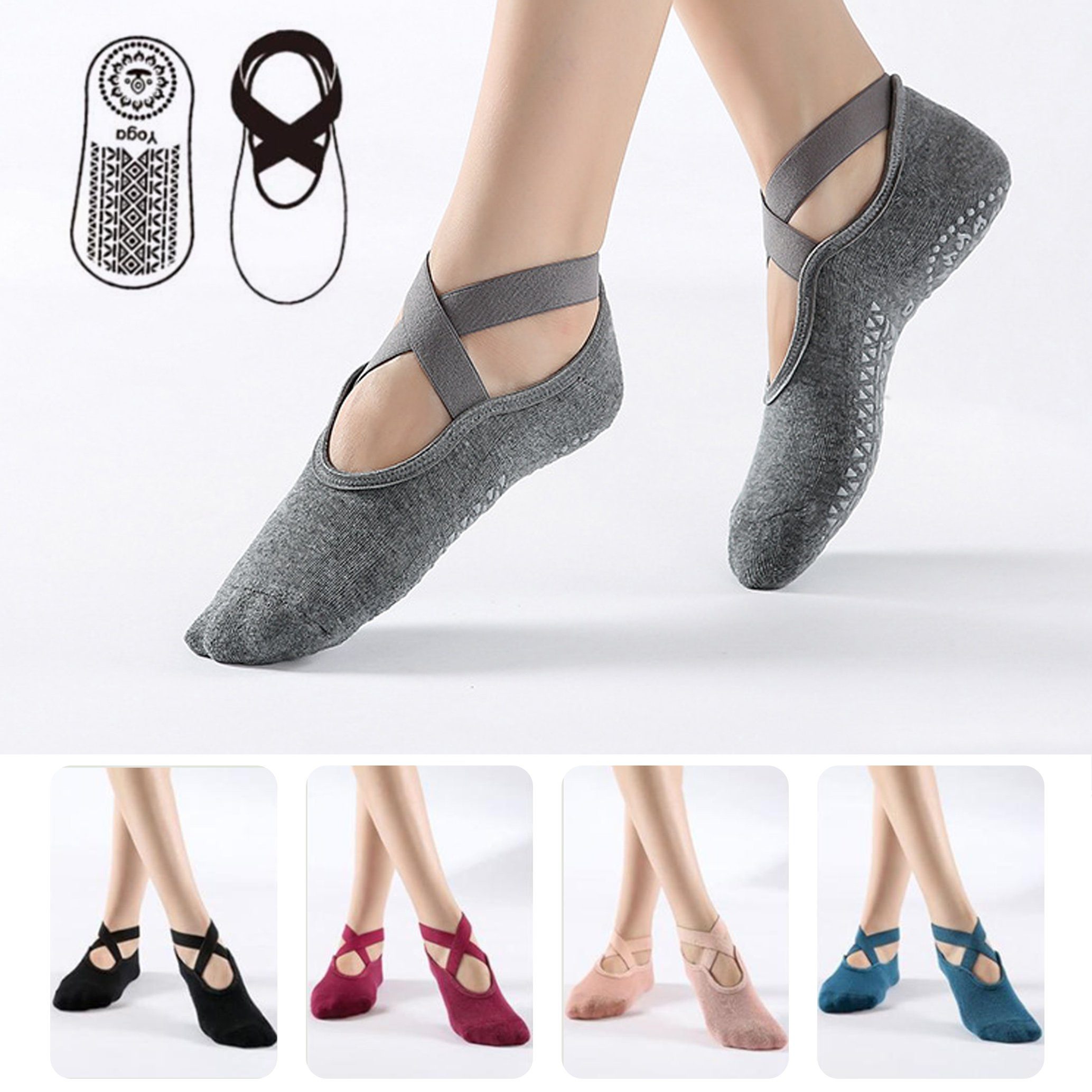 GOLDEN Sportsocken rutschfeste Socken Damen für Yoga Pilates Tanz Ballet mi günstig online kaufen