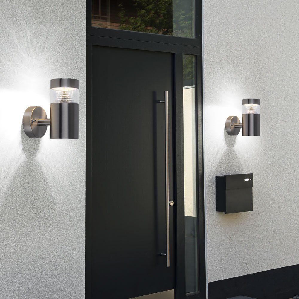 etc-shop Außen-Wandleuchte, Leuchtmittel Fackel Außenstrahler Außenwandleuchte Warmweiß, inklusive, Edelstahl LED