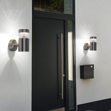 etc-shop Außen-Wandleuchte, Leuchtmittel inklusive, Warmweiß, Außenwandleuchte LED Außenstrahler Edelstahl Fackel