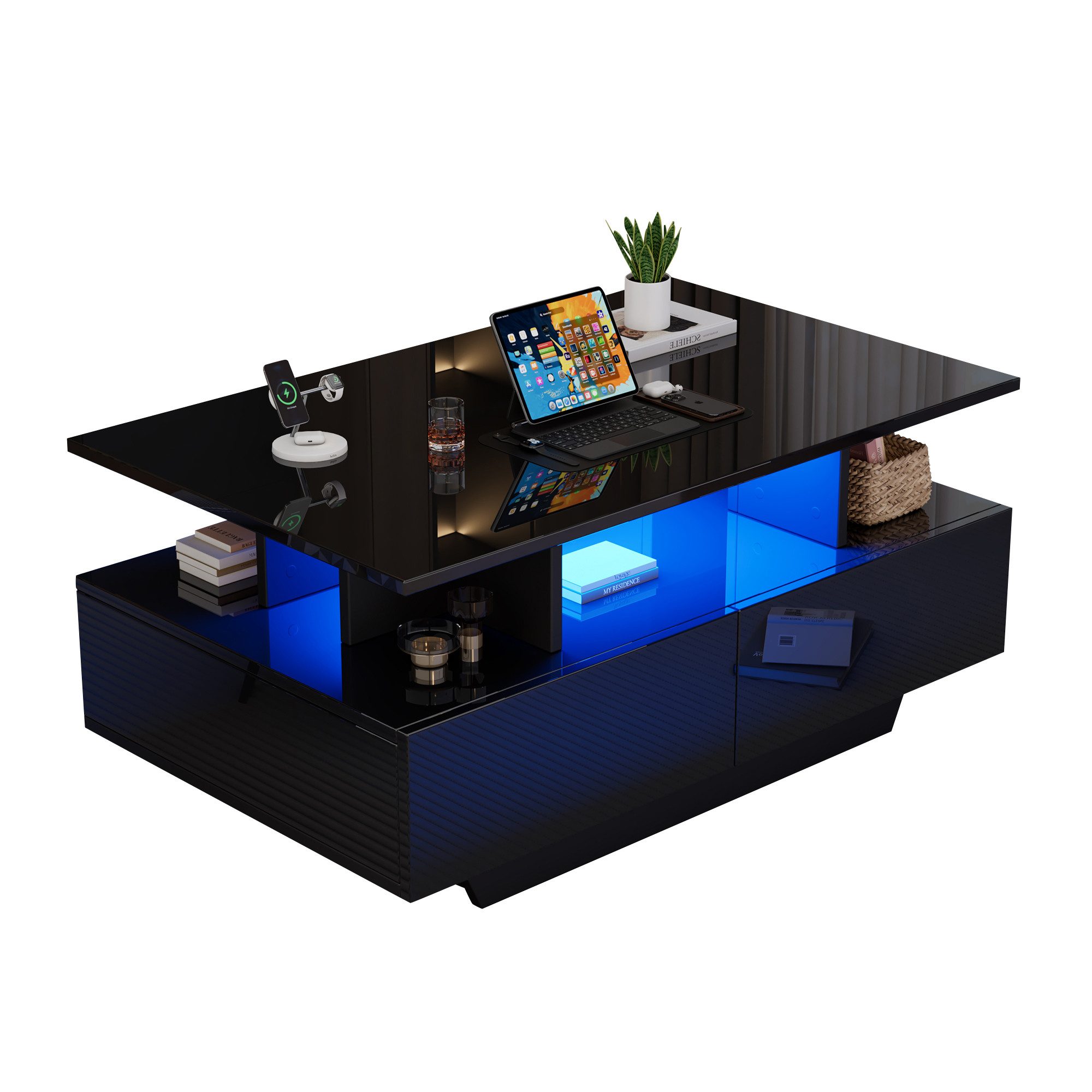 HAUSS SPOLE Couchtisch Hochglanz-Couchtisch mit LED-Beleuchtung günstig online kaufen