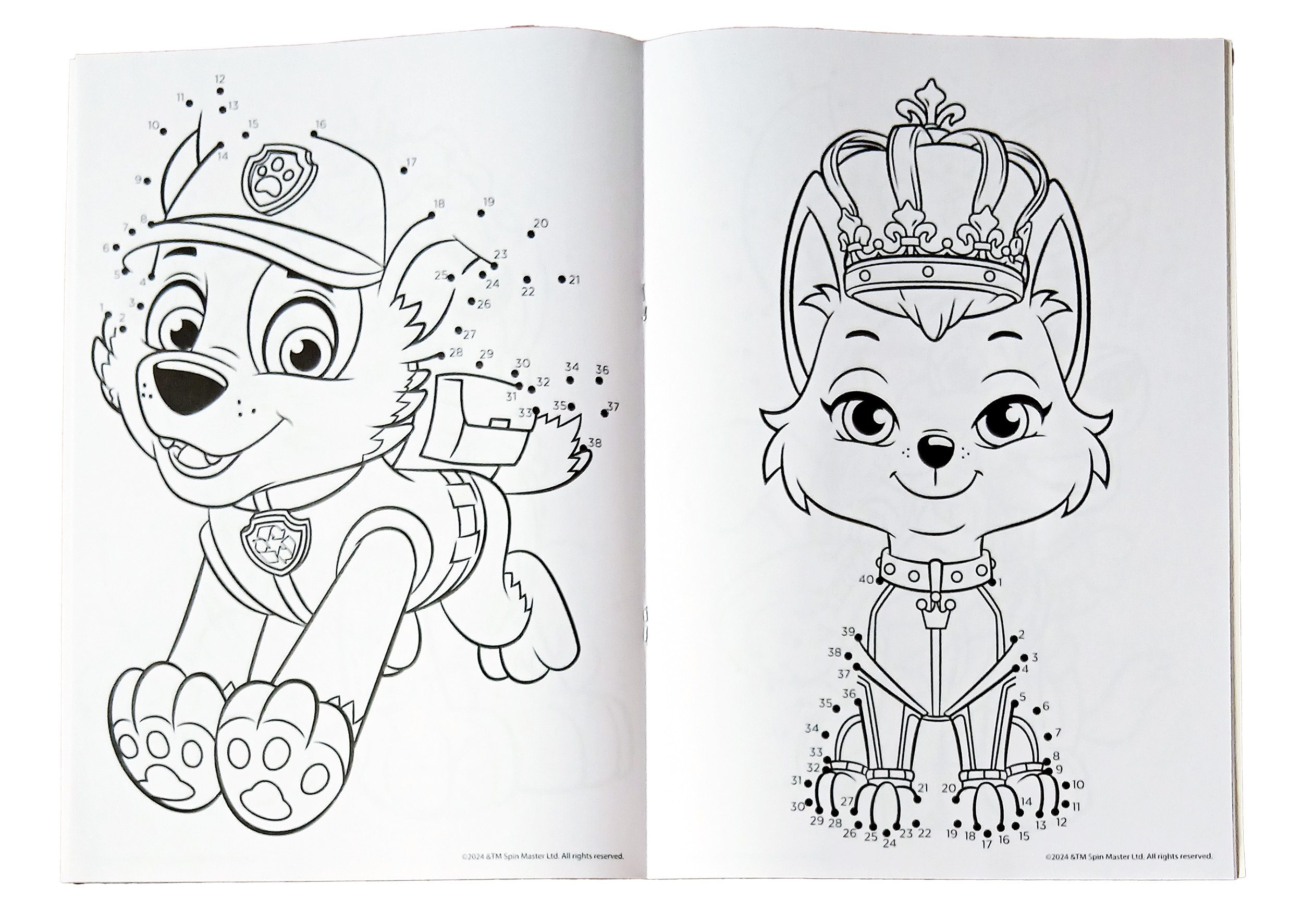 EDCO Malbuch PAW Patrol MALBUCH Dot-To-Dot mit 32 Seiten & Stickerbogen 10, Punkt zu Punkt Ausmalbuch für Kinder Punkte verbinden