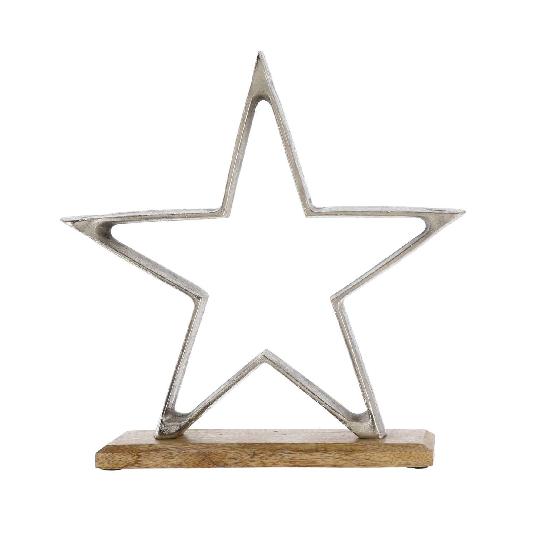 Spetebo Dekoobjekt Aluminium Stern Aufsteller silber mit Fuß - 32 cm (Packung, 1 tlg), Weihnachts Tisch Deko Skulptur zum Hinstellen