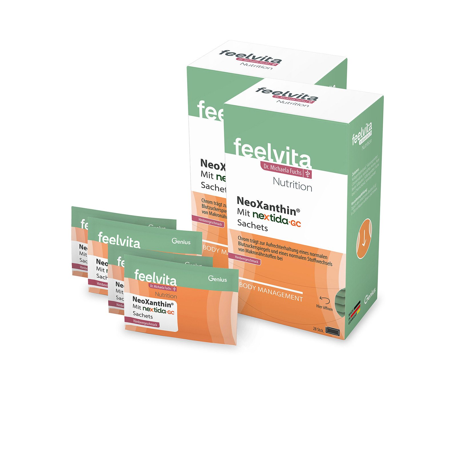 Genius Feelvita Nutrition NeoXanthin 56 Sachets Sachet, Set à 28 St., Praktische Portionsform, strengen Qualitäts- und Reinheitsstandards