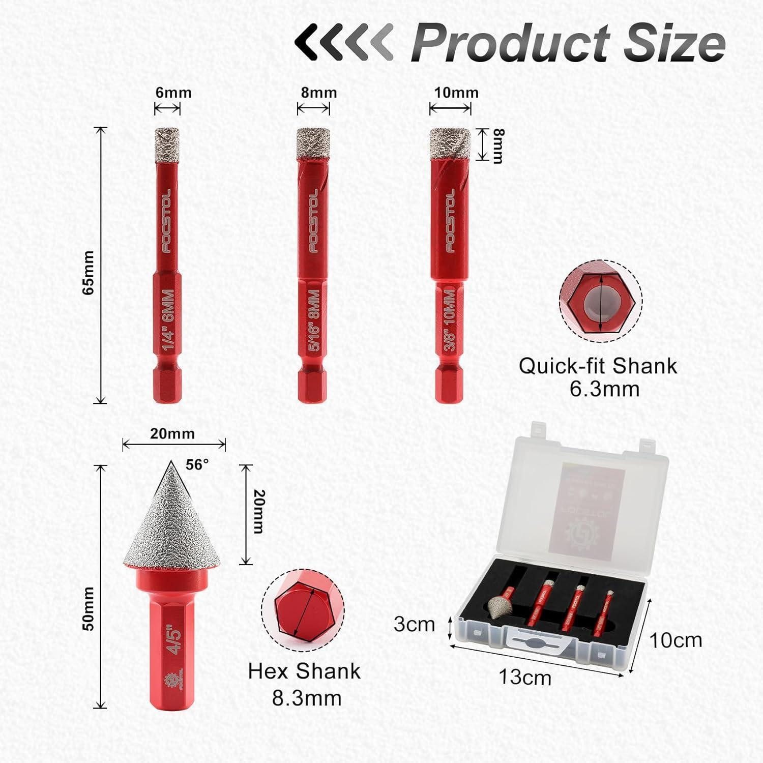 LuxusKollektion Fliesenbohrer Fliesenbohrer Diamant Lochsäge Fasenbohrer Keramik 6 8 10+20mm