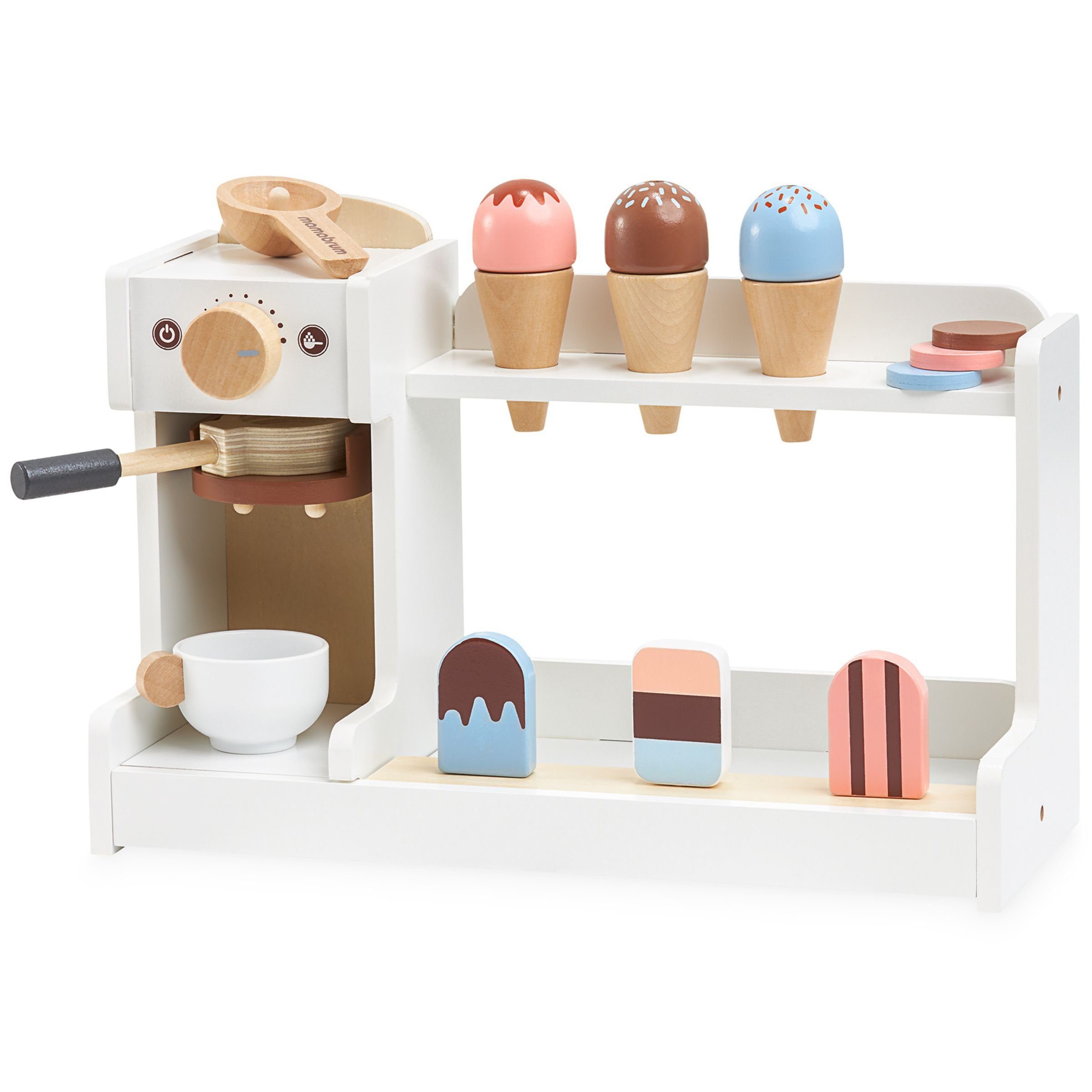 Mamabrum Kinder-Küchenset Hölzerne Eisdiele mit Kaffeemaschine günstig online kaufen