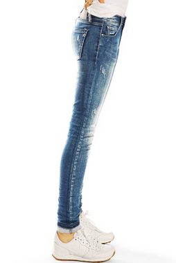 be styled Low-rise-Jeans Damenjeans destroyed niedrig geschnittene Röhrenjeans j4m destroyed, 5-pocket