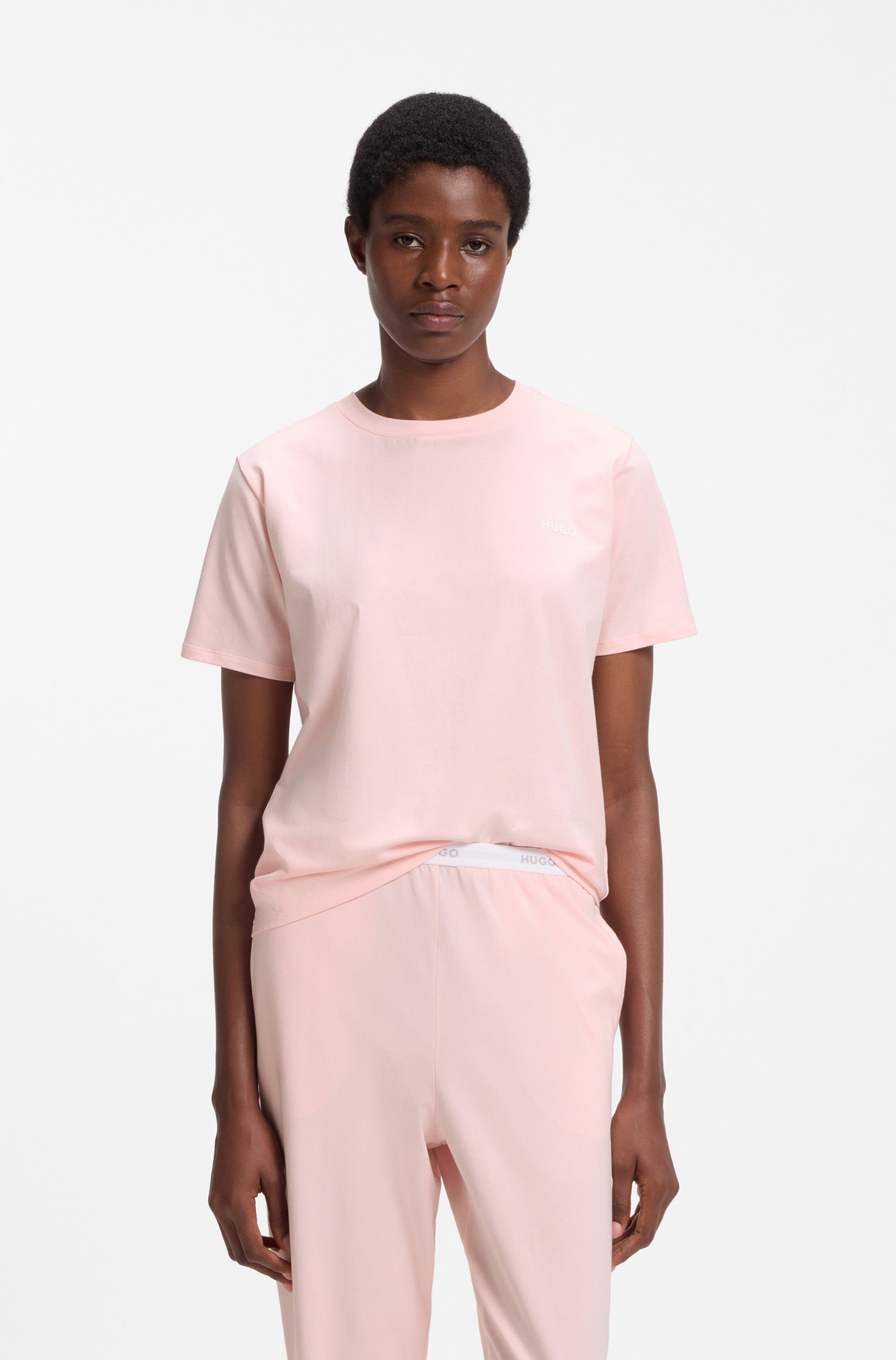 HUGO T-Shirt mit rundem Ausschnitt, regular fit, toniges Markenlogo