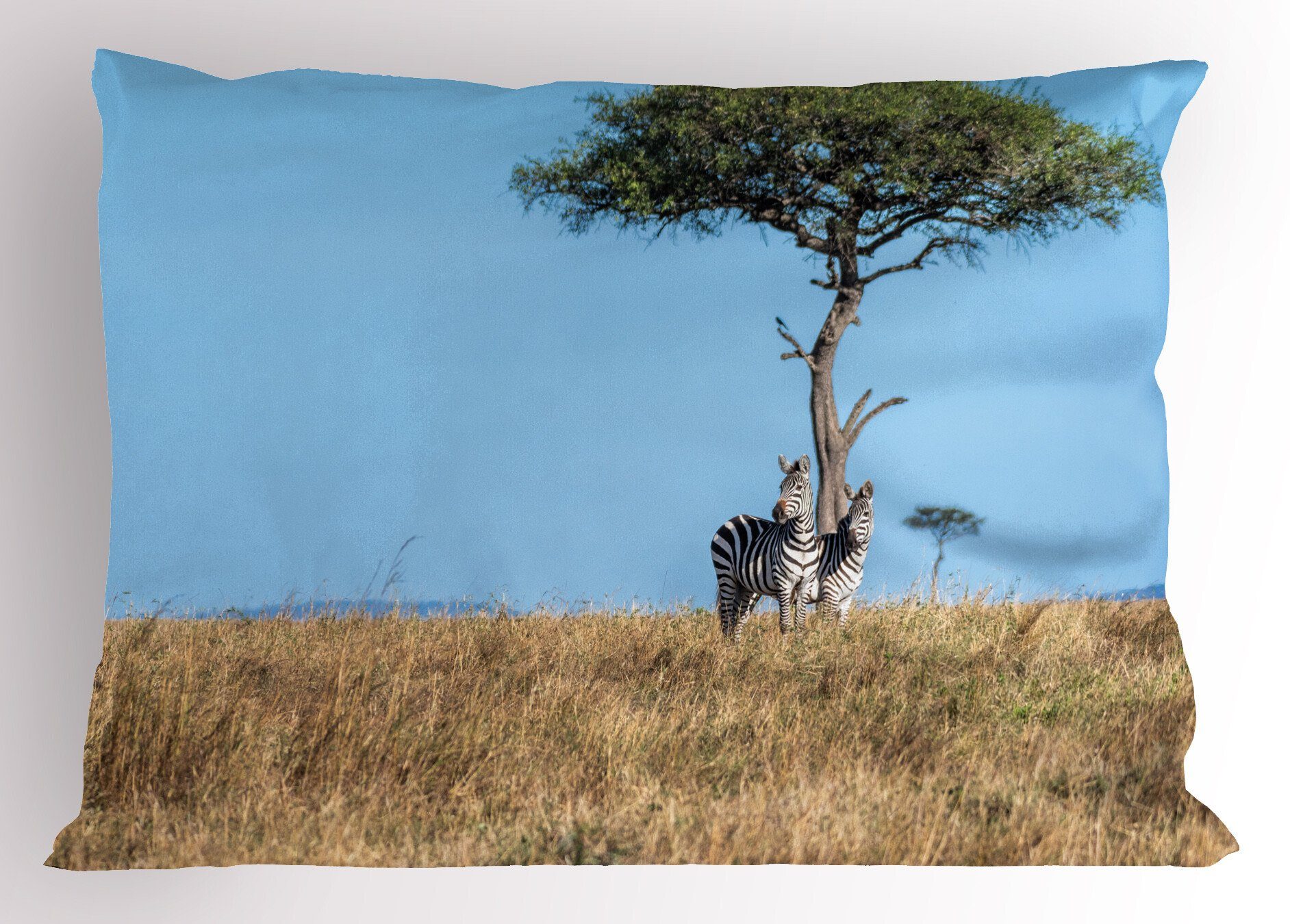 Kissenbezüge Dekorativer Standard King Size Gedruckter Kissenbezug, Abakuhaus (1 Stück), Baum Zebras in Verlassene Gebiet Safari | Kissenbezüge