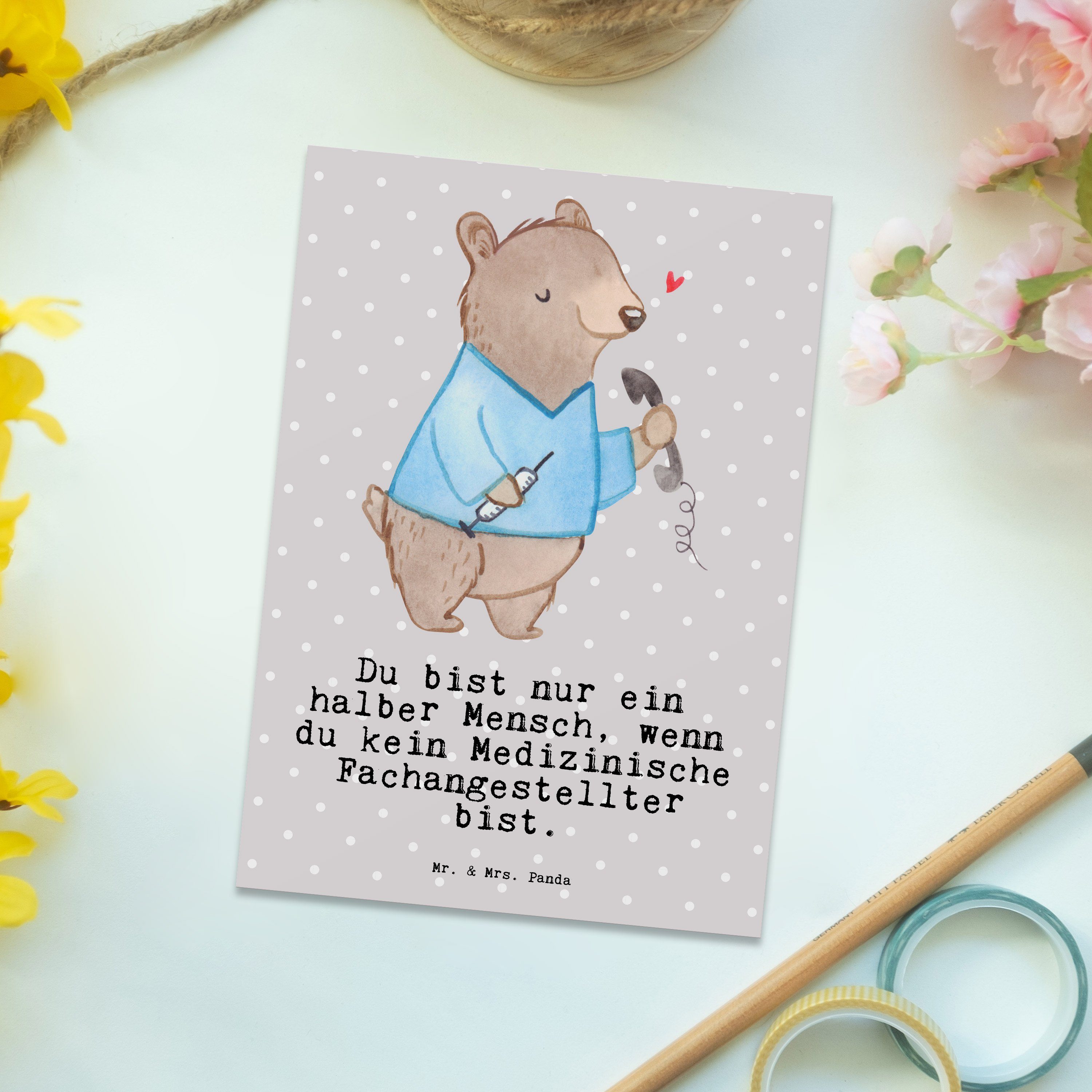Pastell Mrs. - Arz Grau Fachangestellter Geschenk, Postkarte Panda Medizinische mit - & Herz Mr.